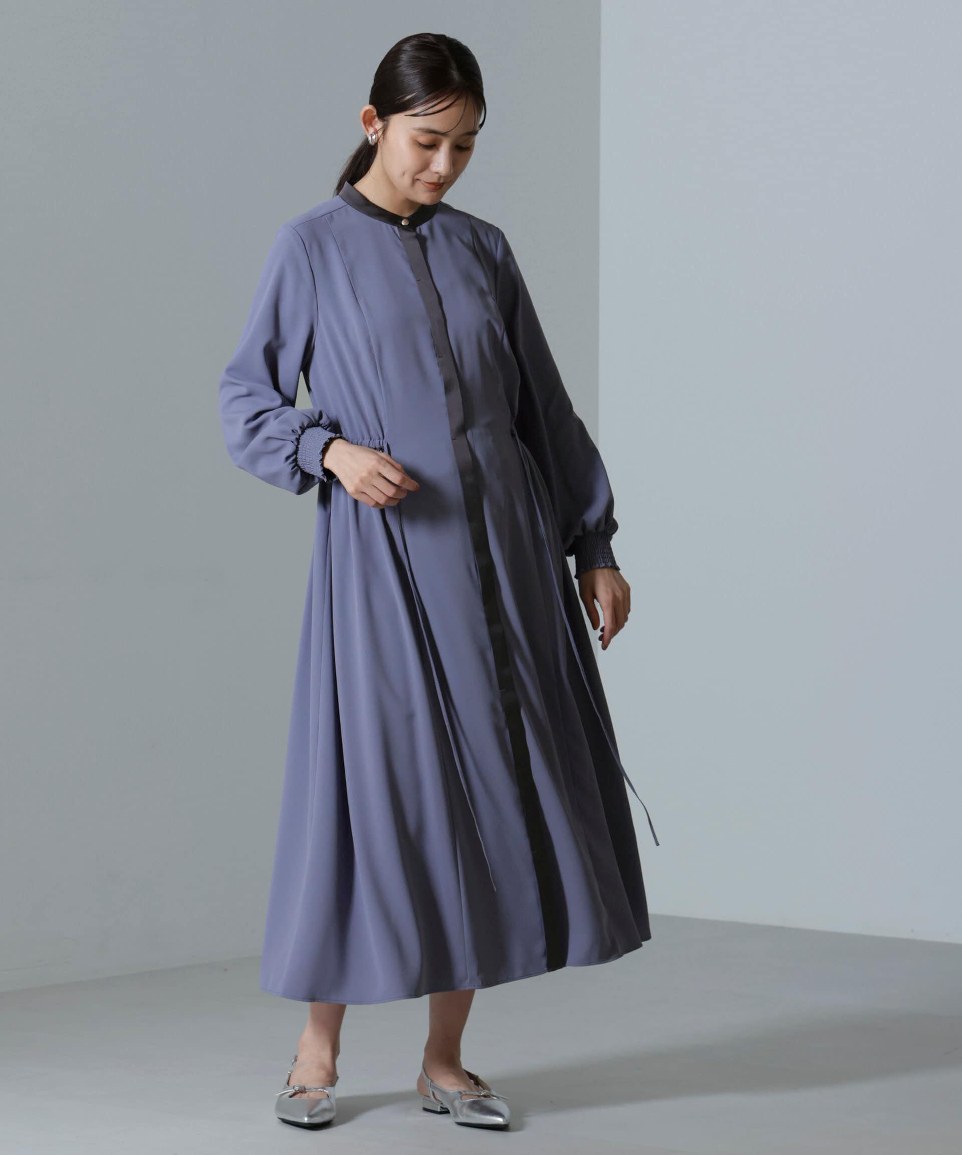 nano･universe「バイカラースタンドギャザーワンピース」|ワンピース|