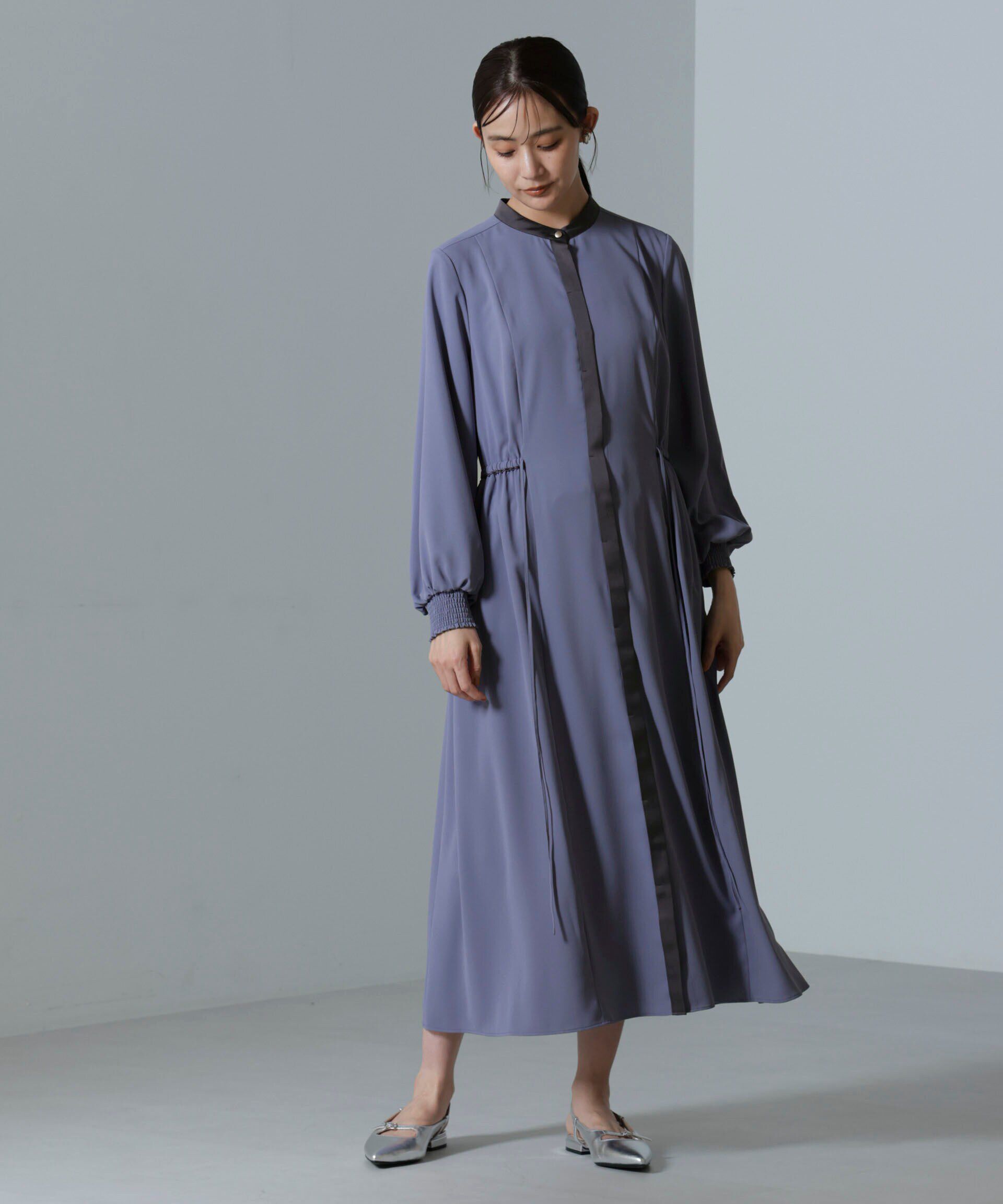 nano･universe「バイカラースタンドギャザーワンピース」|ワンピース|