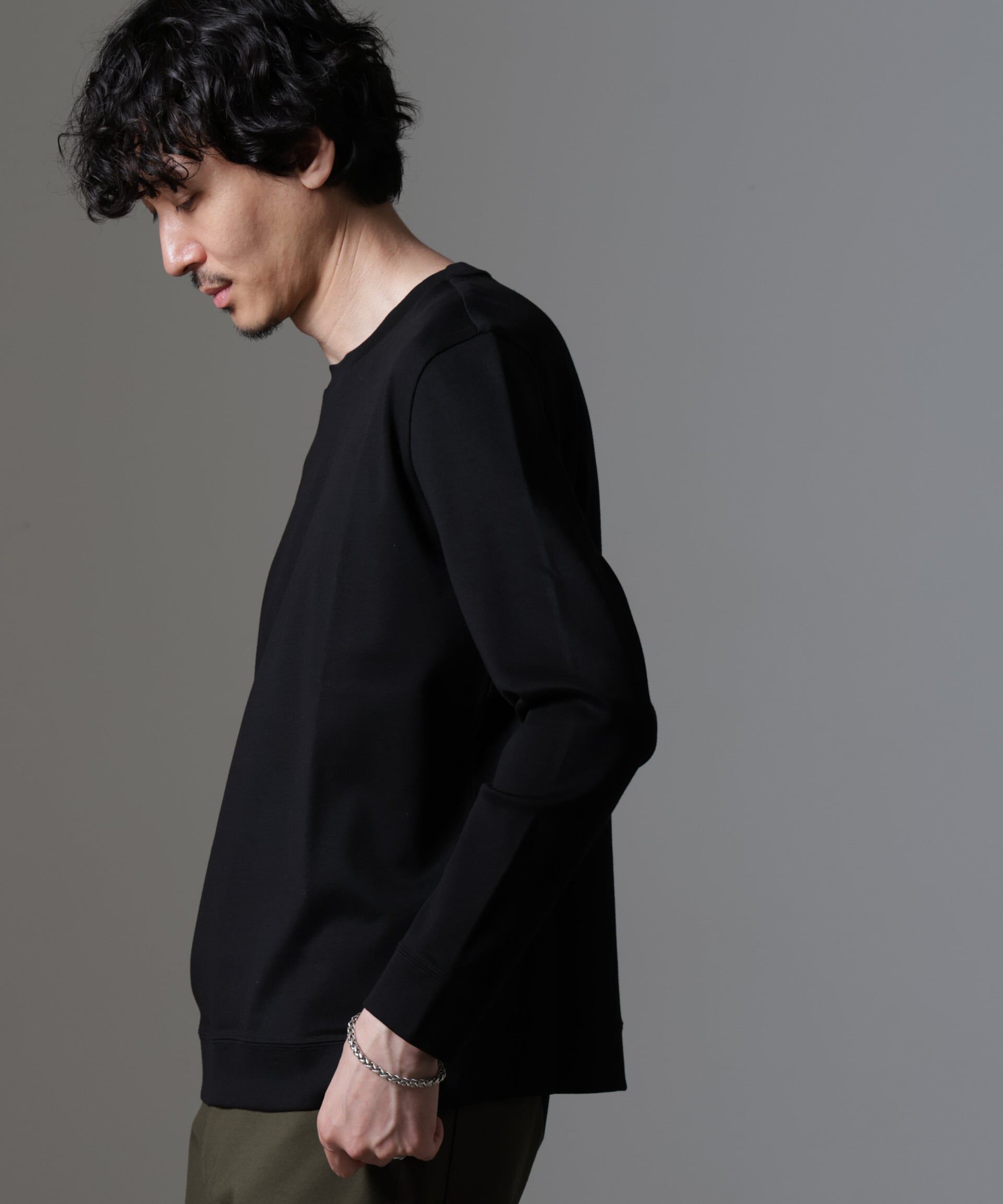 nano･universe「｢FORMAL JERSEY｣クルーネックカットソー長袖」|Tシャツ・カットソー|ブラック