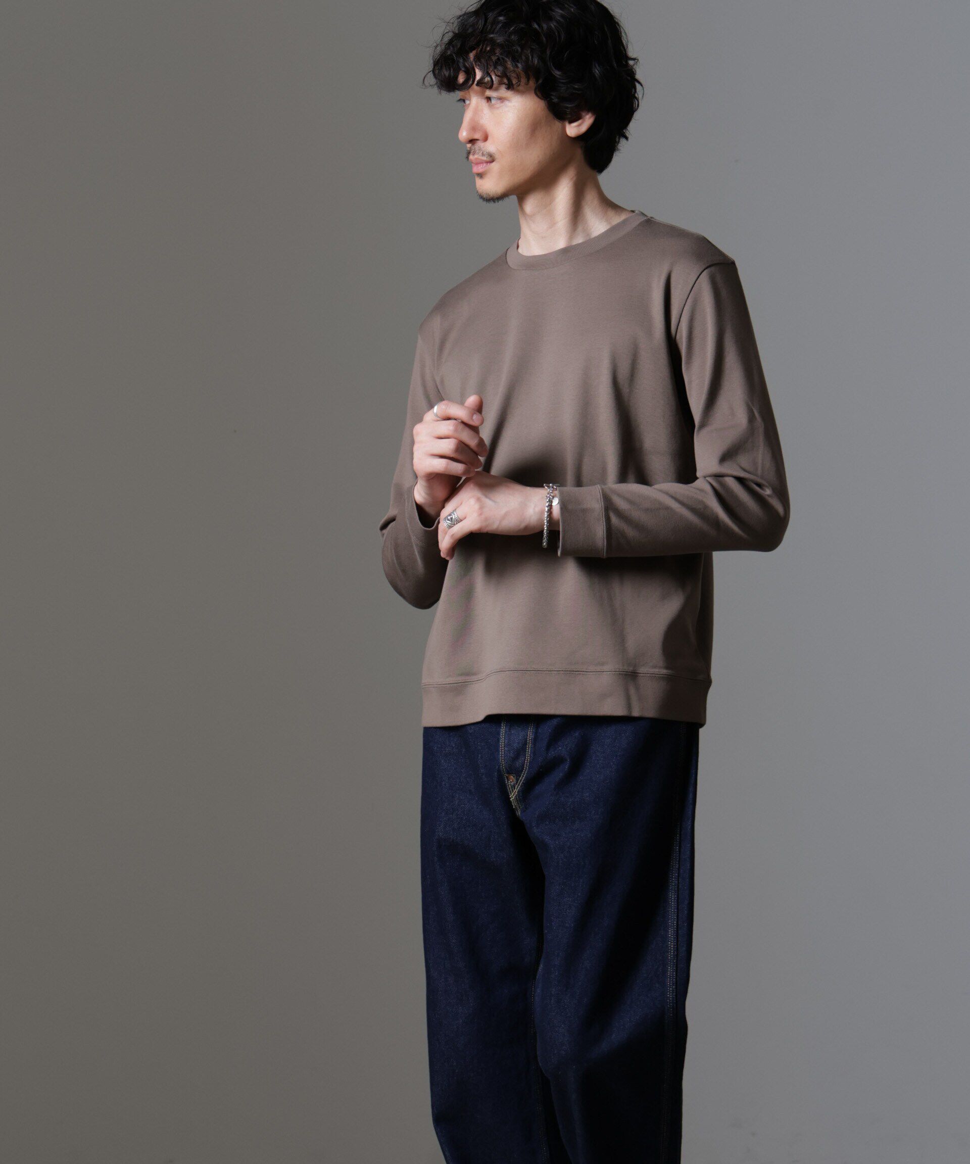 nano･universe「｢FORMAL JERSEY｣クルーネックカットソー長袖」|Tシャツ・カットソー|グレージュ3