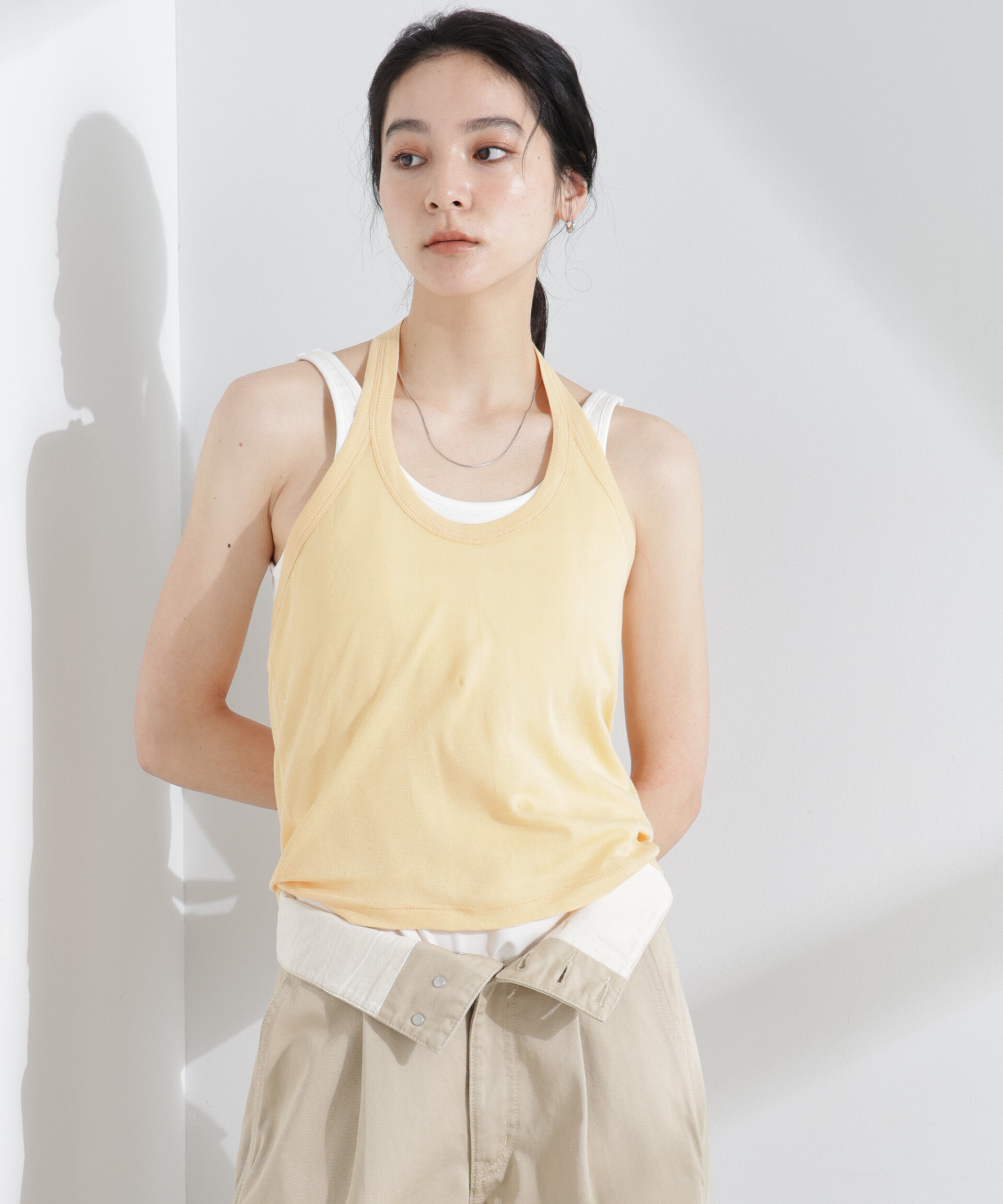 nano･universe「Robert P. Miller/Light Prib Halter tank」|Tシャツ・カットソー|アプリコット3