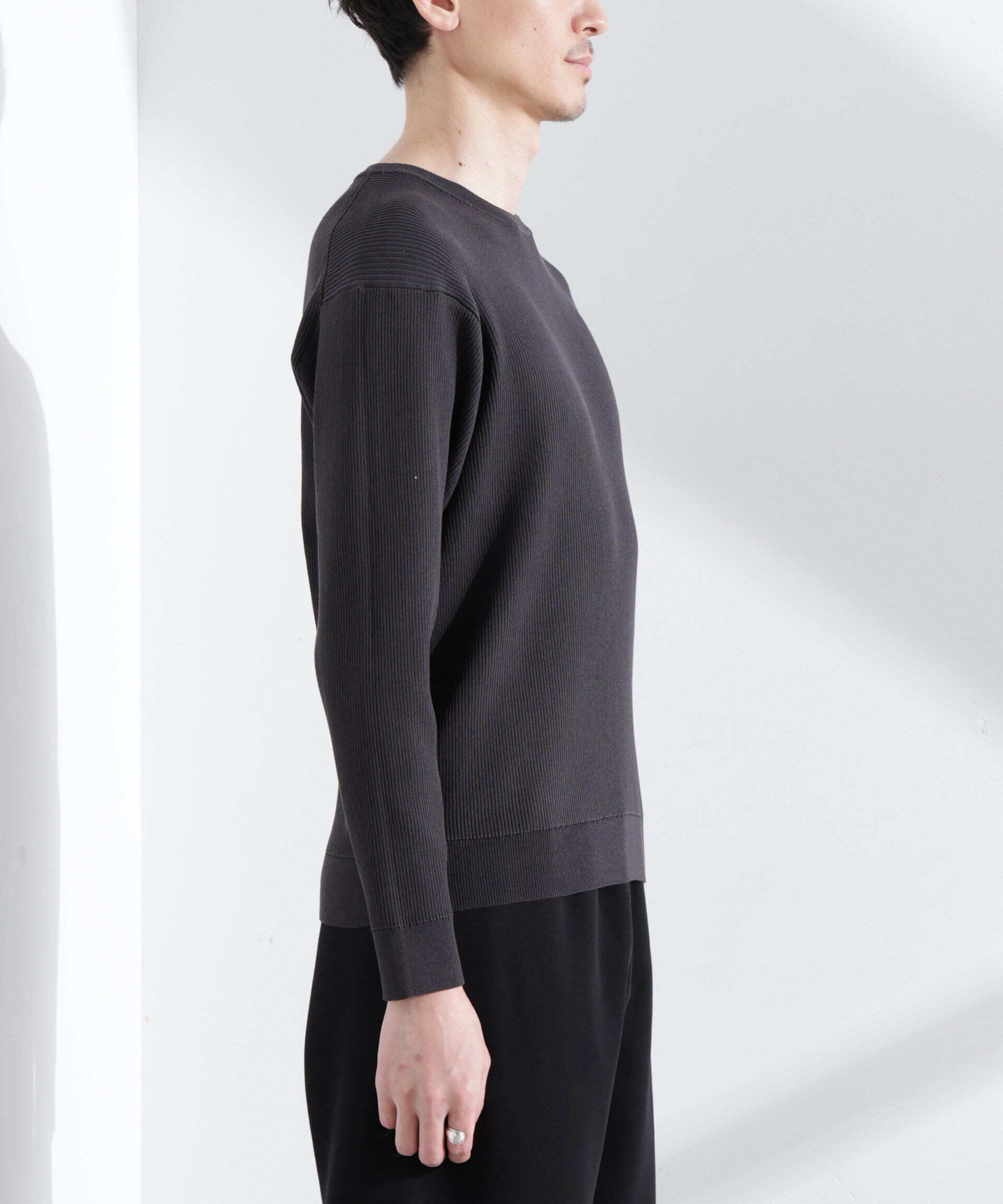  「CICAドライタッチ リブクルーネックニット」|ニット・セーター|