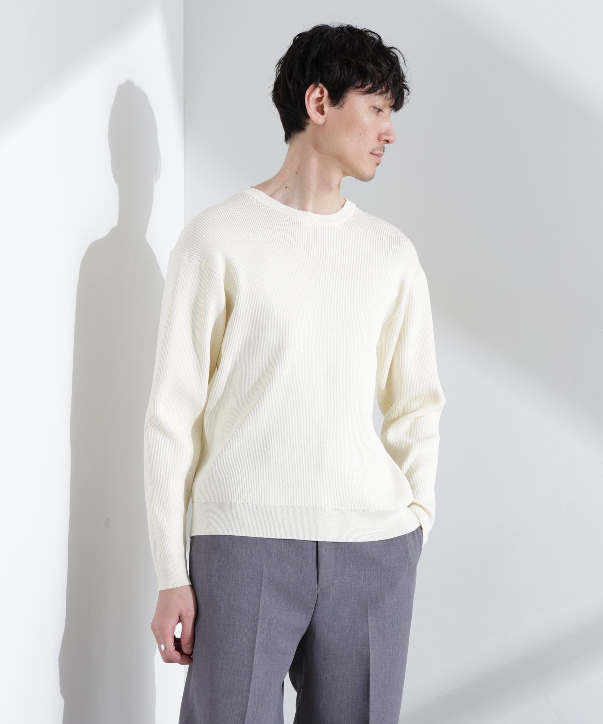  「CICAドライタッチ リブクルーネックニット」|ニット・セーター|