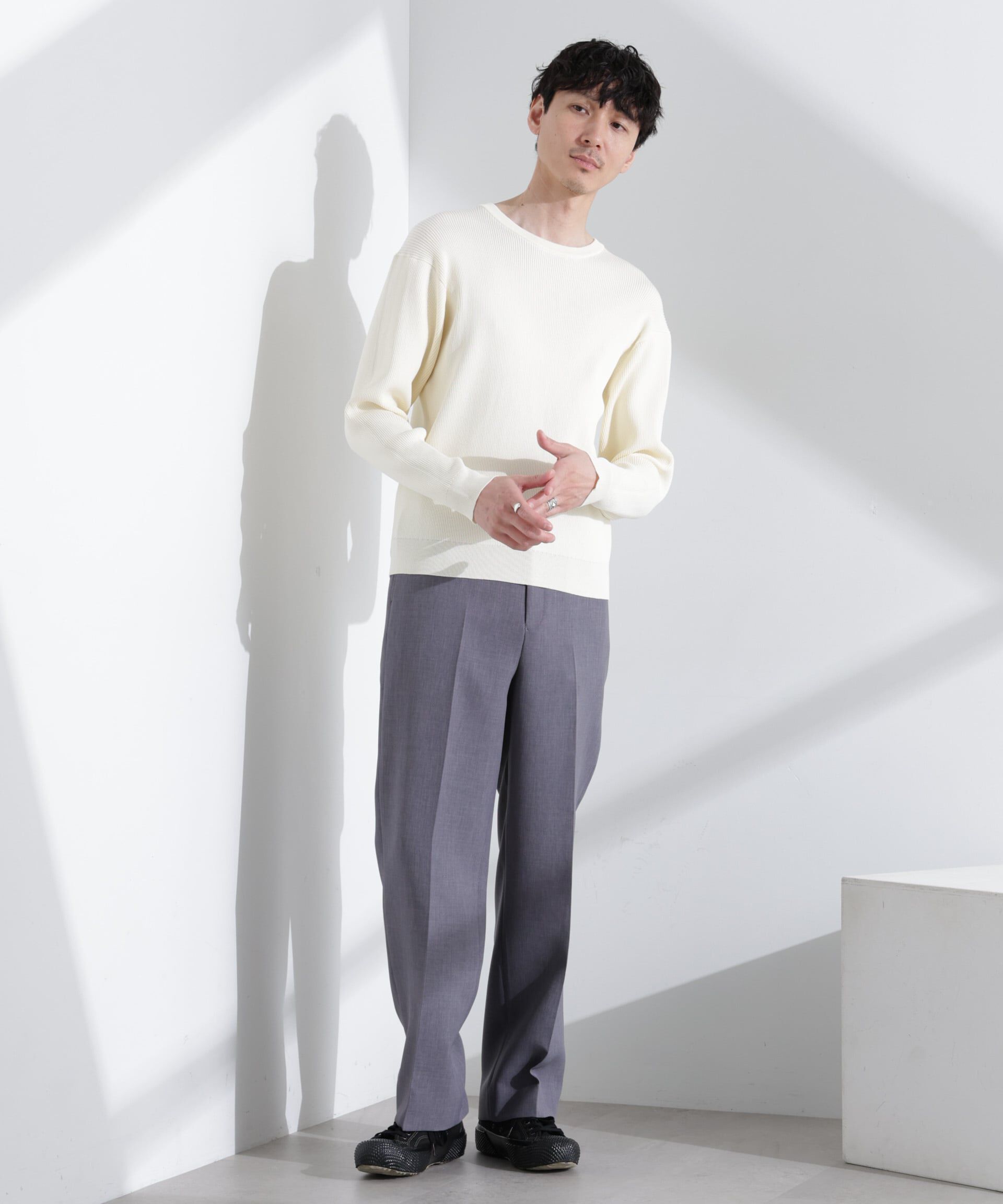  「CICAドライタッチ リブクルーネックニット」|ニット・セーター|