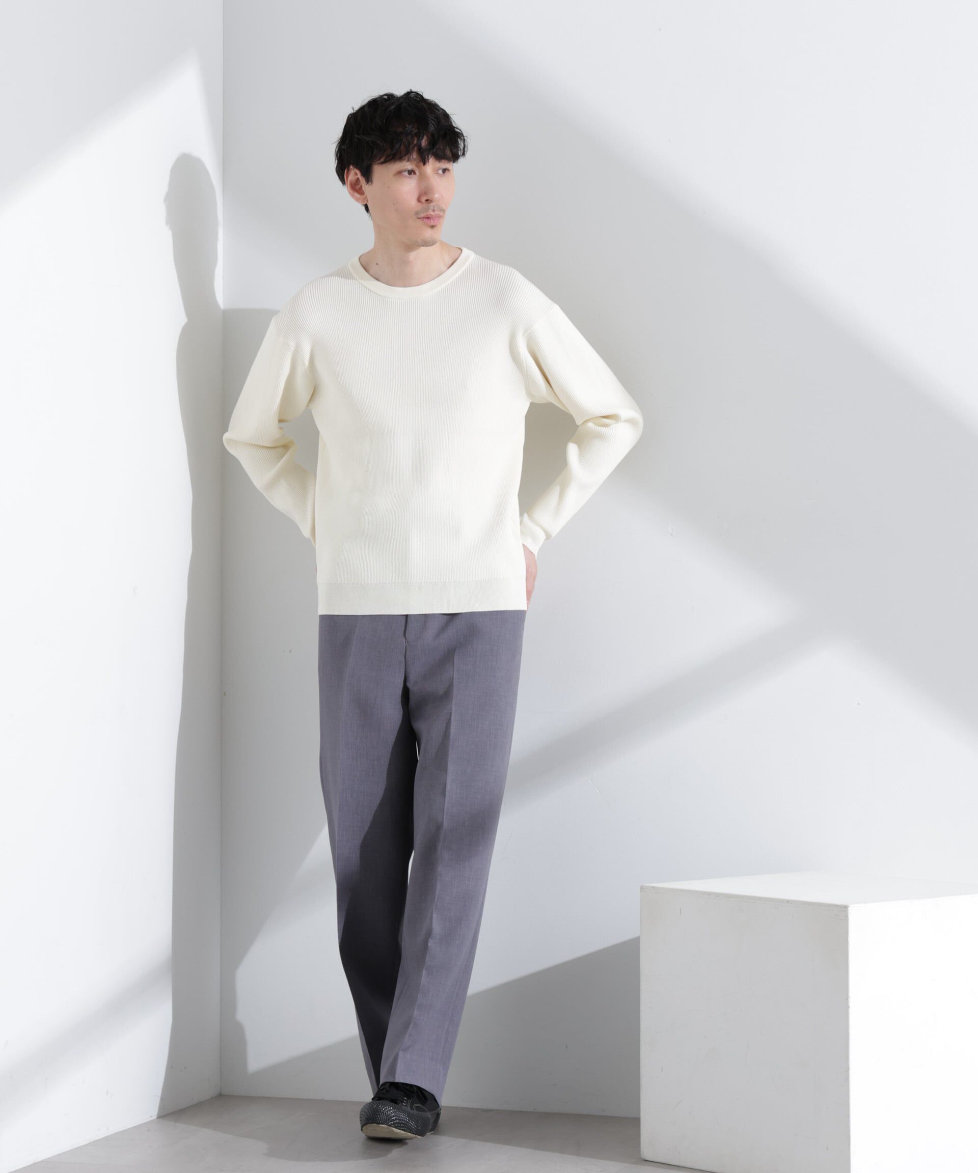  「CICAドライタッチ リブクルーネックニット」|ニット・セーター|