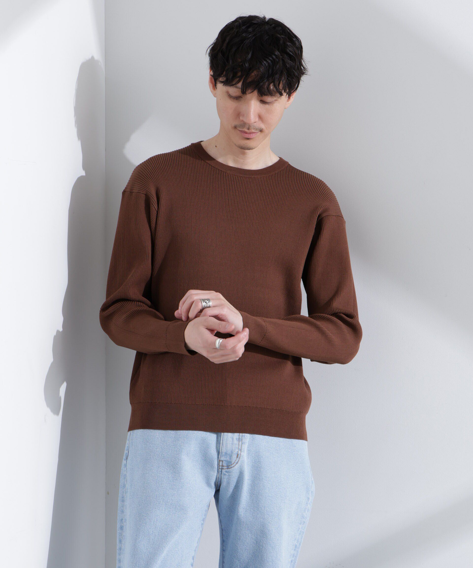  「CICAドライタッチ リブクルーネックニット」|ニット・セーター|