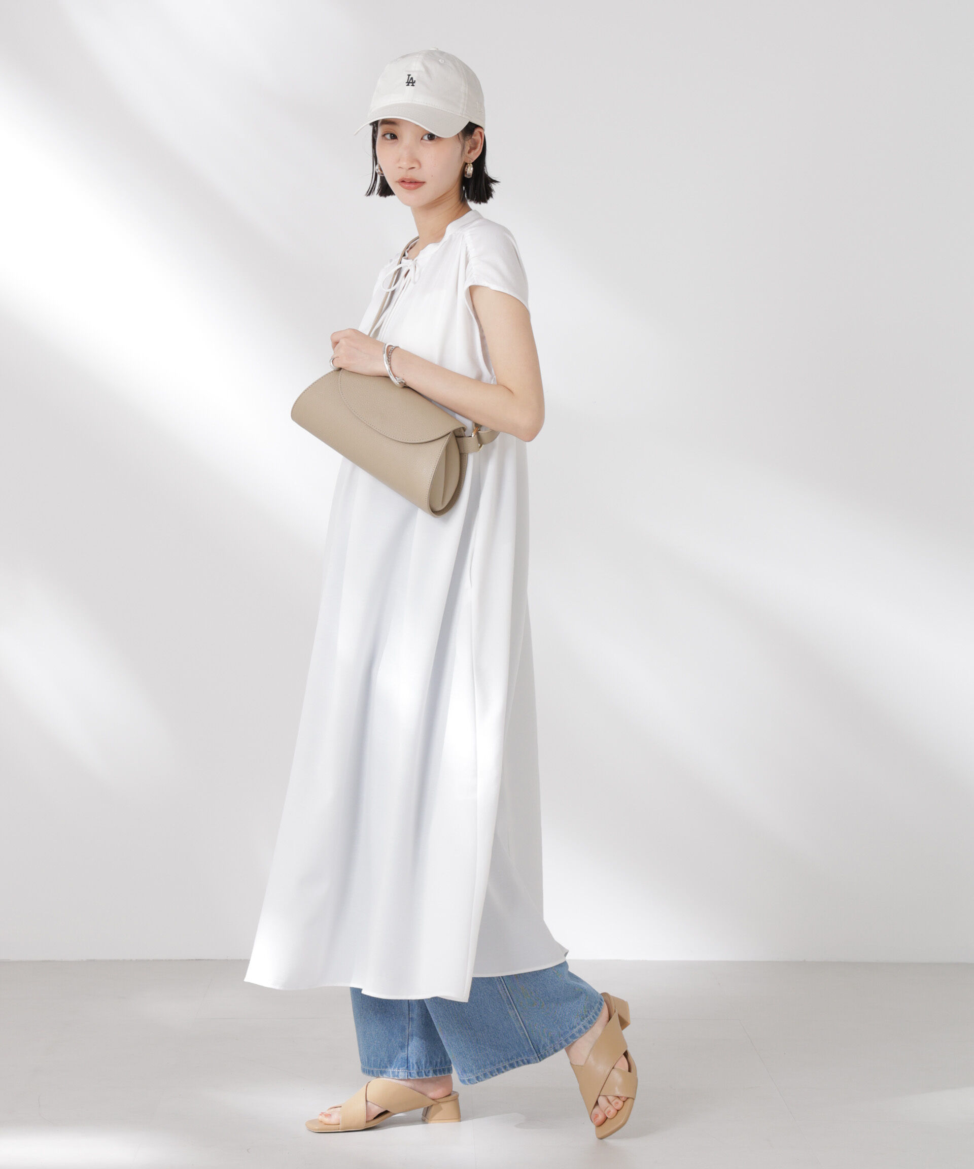 nano･universe「ギャザーショルダーフレアワンピース」|ワンピース|