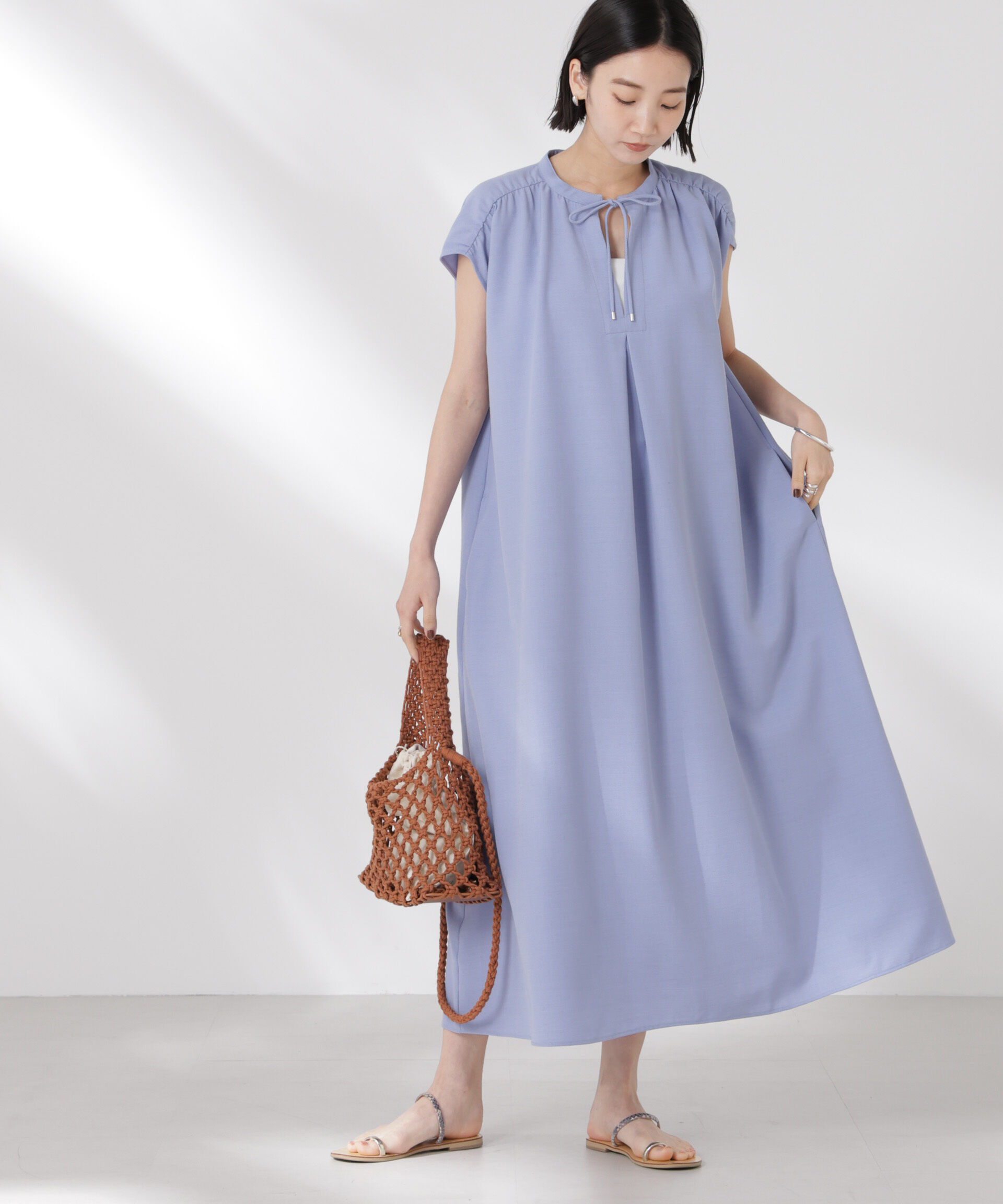 nano･universe「ギャザーショルダーフレアワンピース」|ワンピース|L.ブルー1