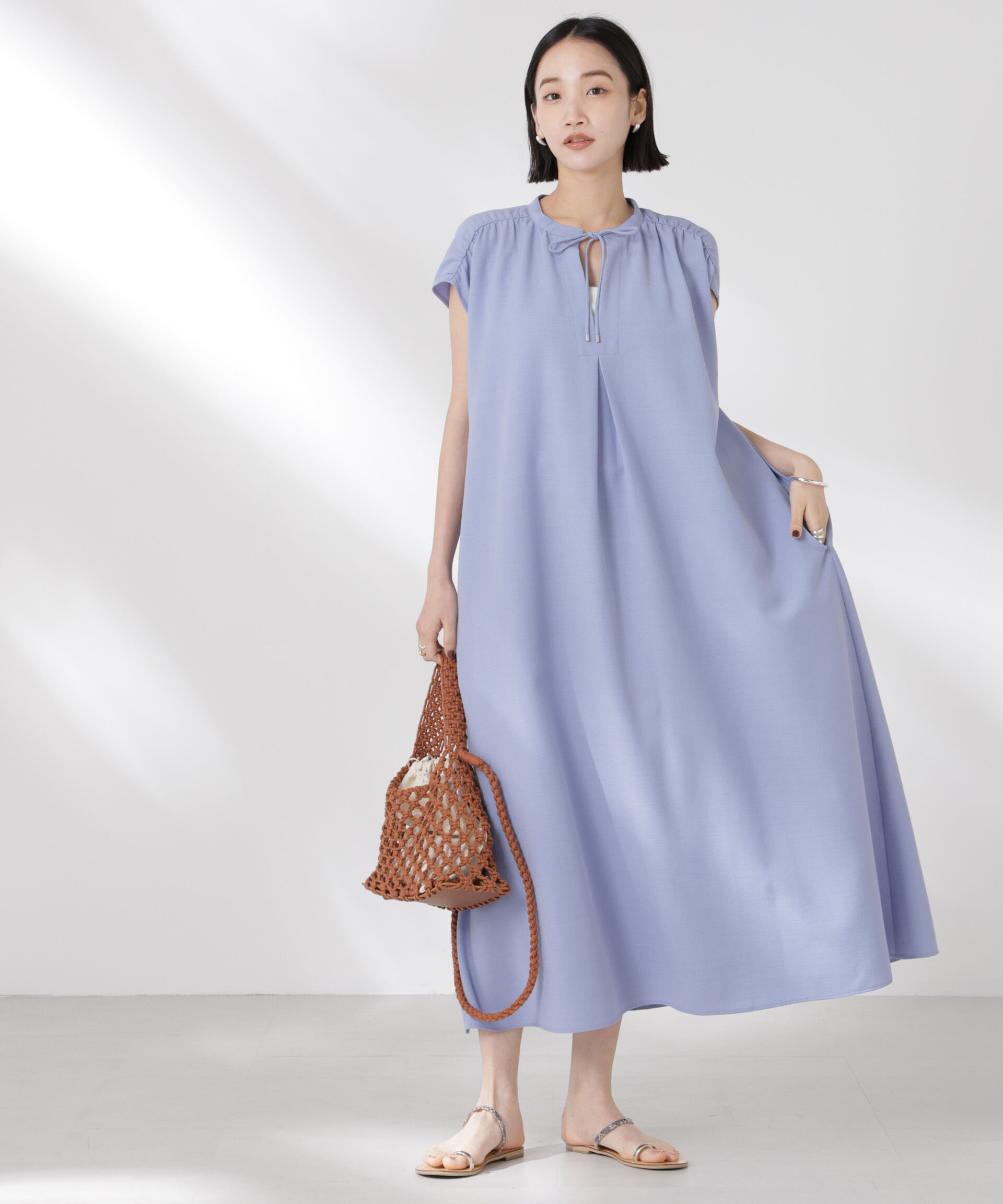 nano･universe「ギャザーショルダーフレアワンピース」|ワンピース|