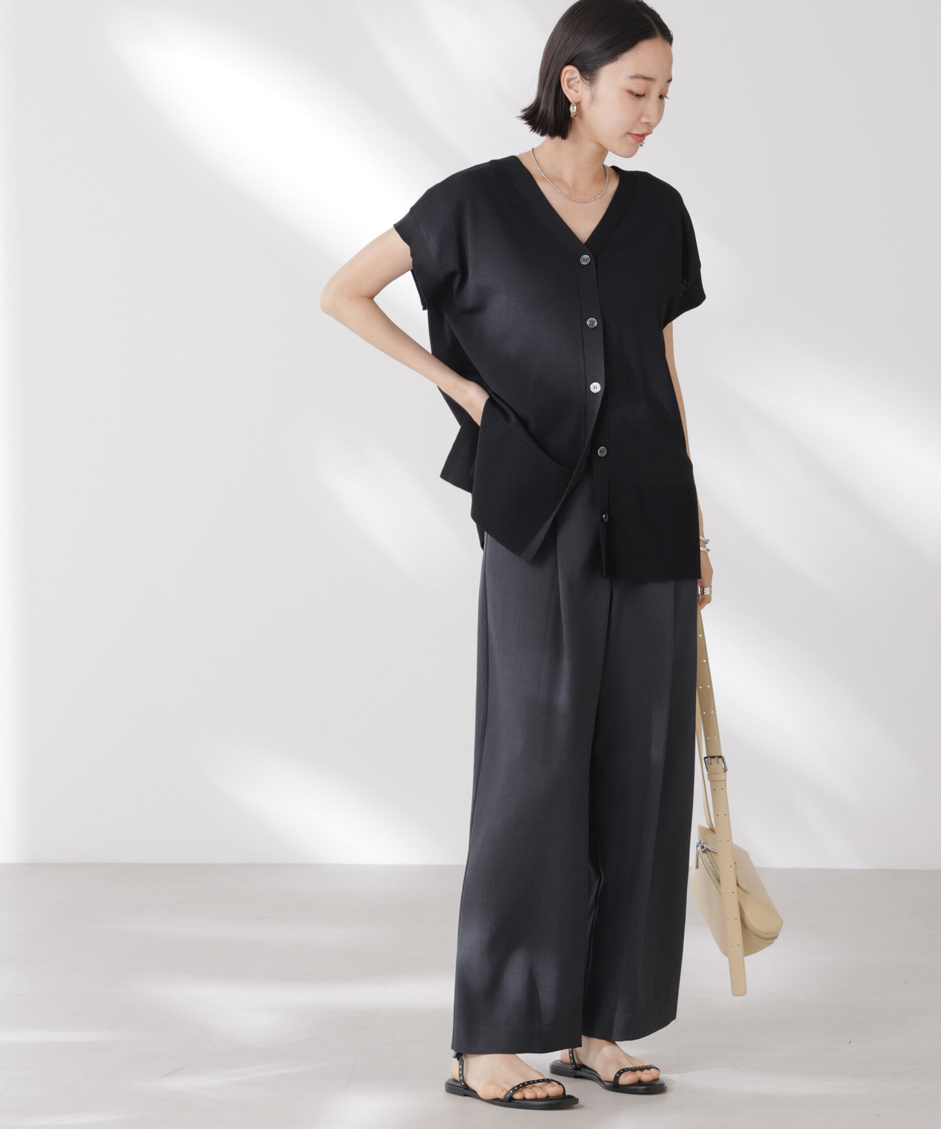 nano･universe「多機能強撚前後2wayフレンチスリーブニット」|ニット・セーター|