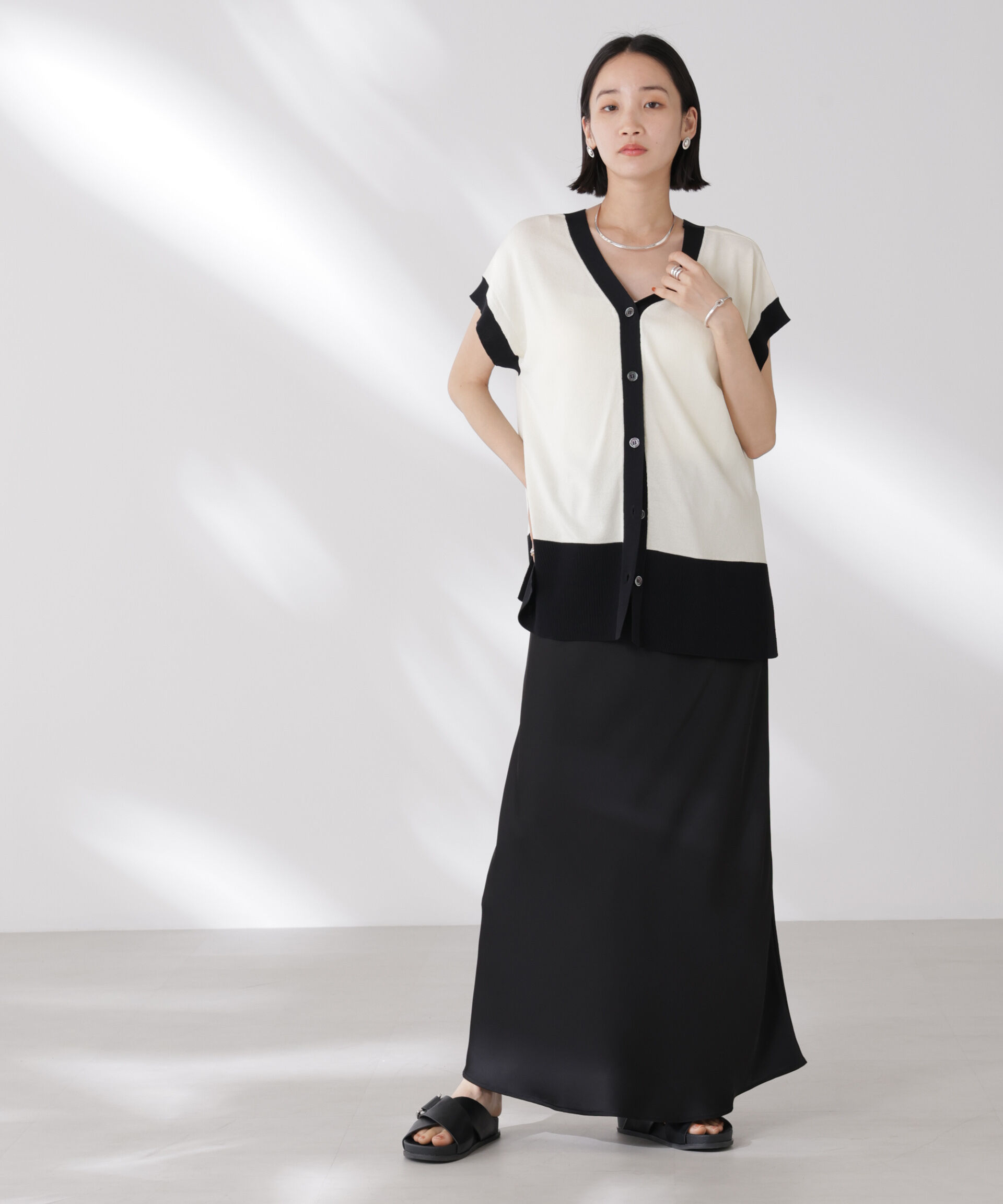 nano･universe「多機能強撚前後2wayフレンチスリーブニット」|ニット・セーター|