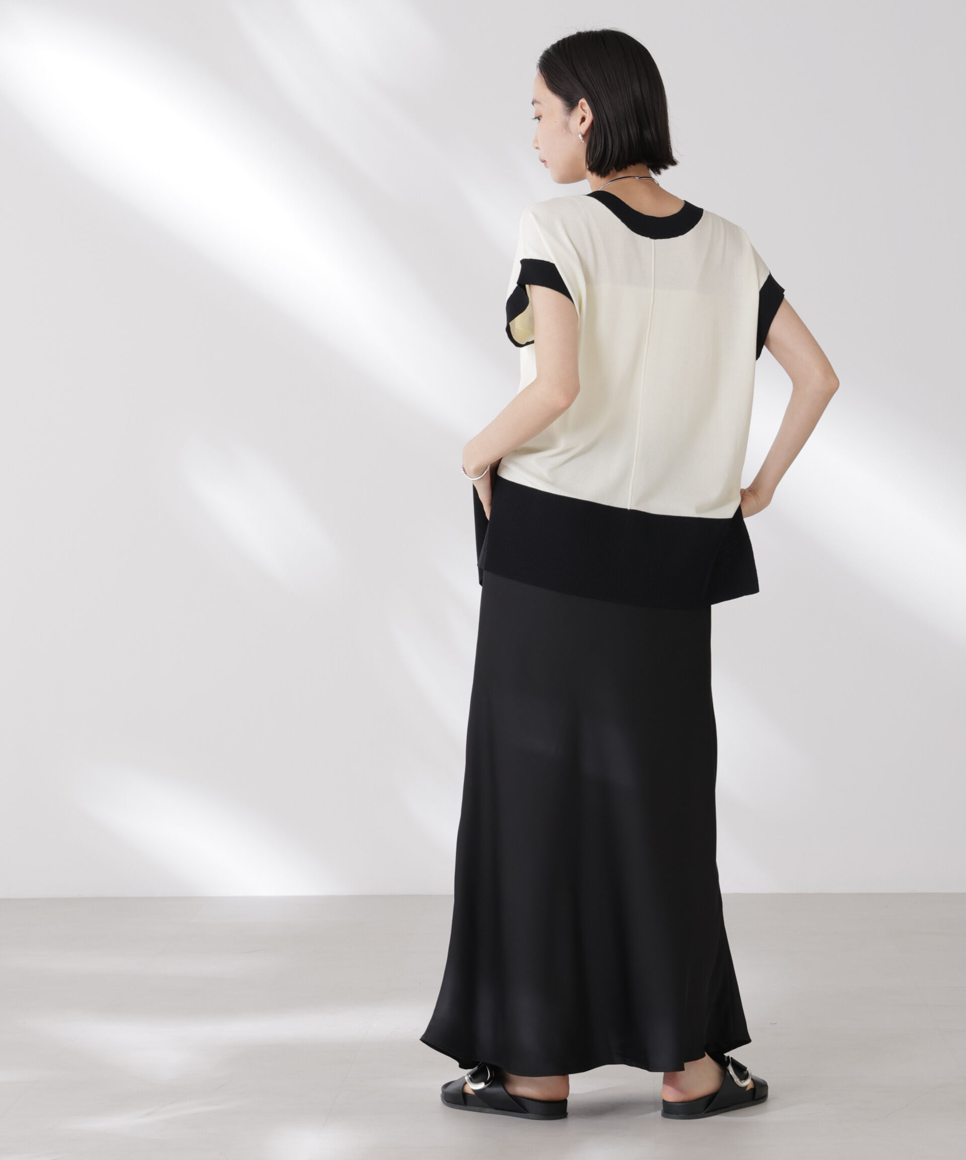 nano･universe「多機能強撚前後2wayフレンチスリーブニット」|ニット・セーター|