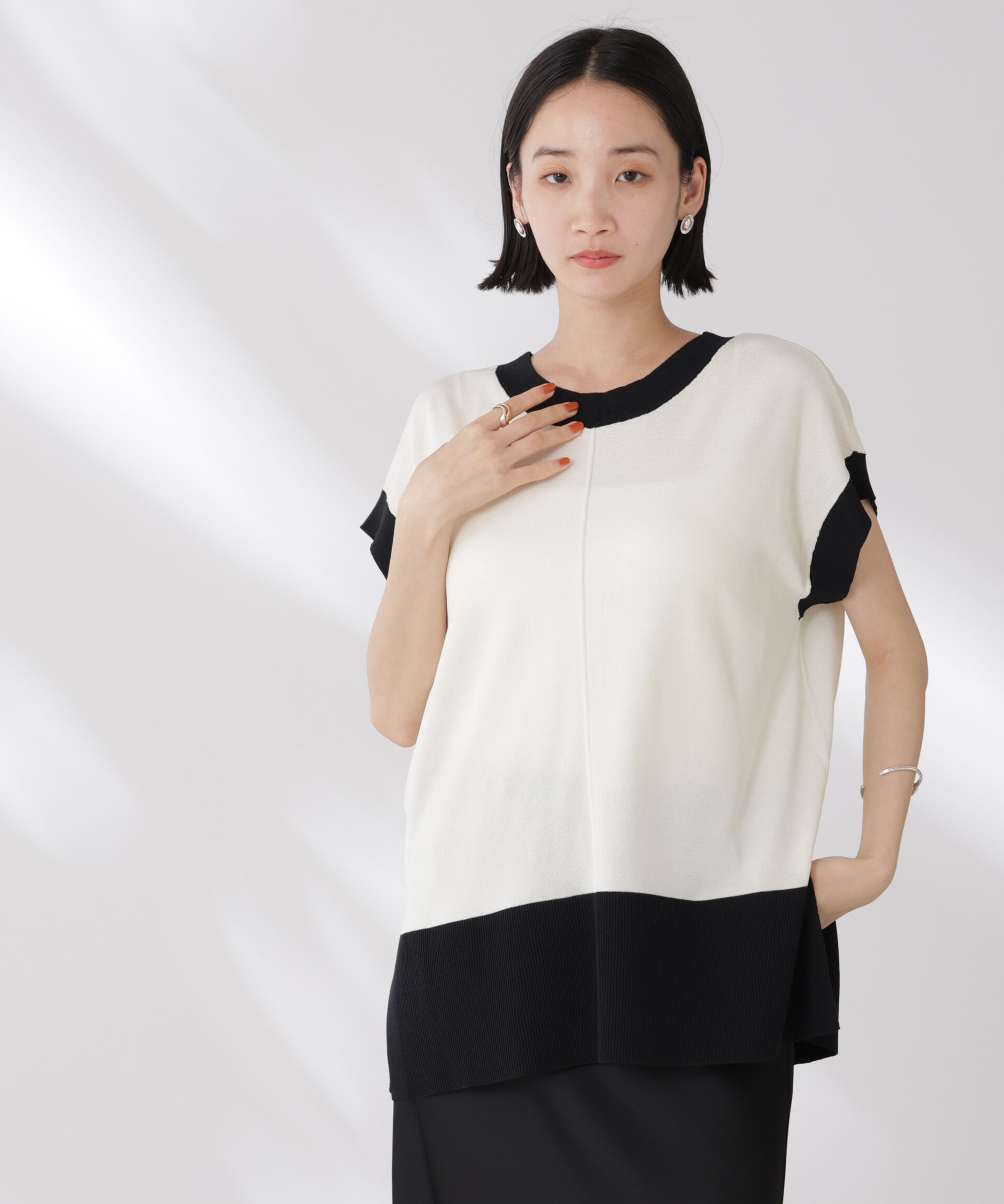 nano･universe「多機能強撚前後2wayフレンチスリーブニット」|ニット・セーター|