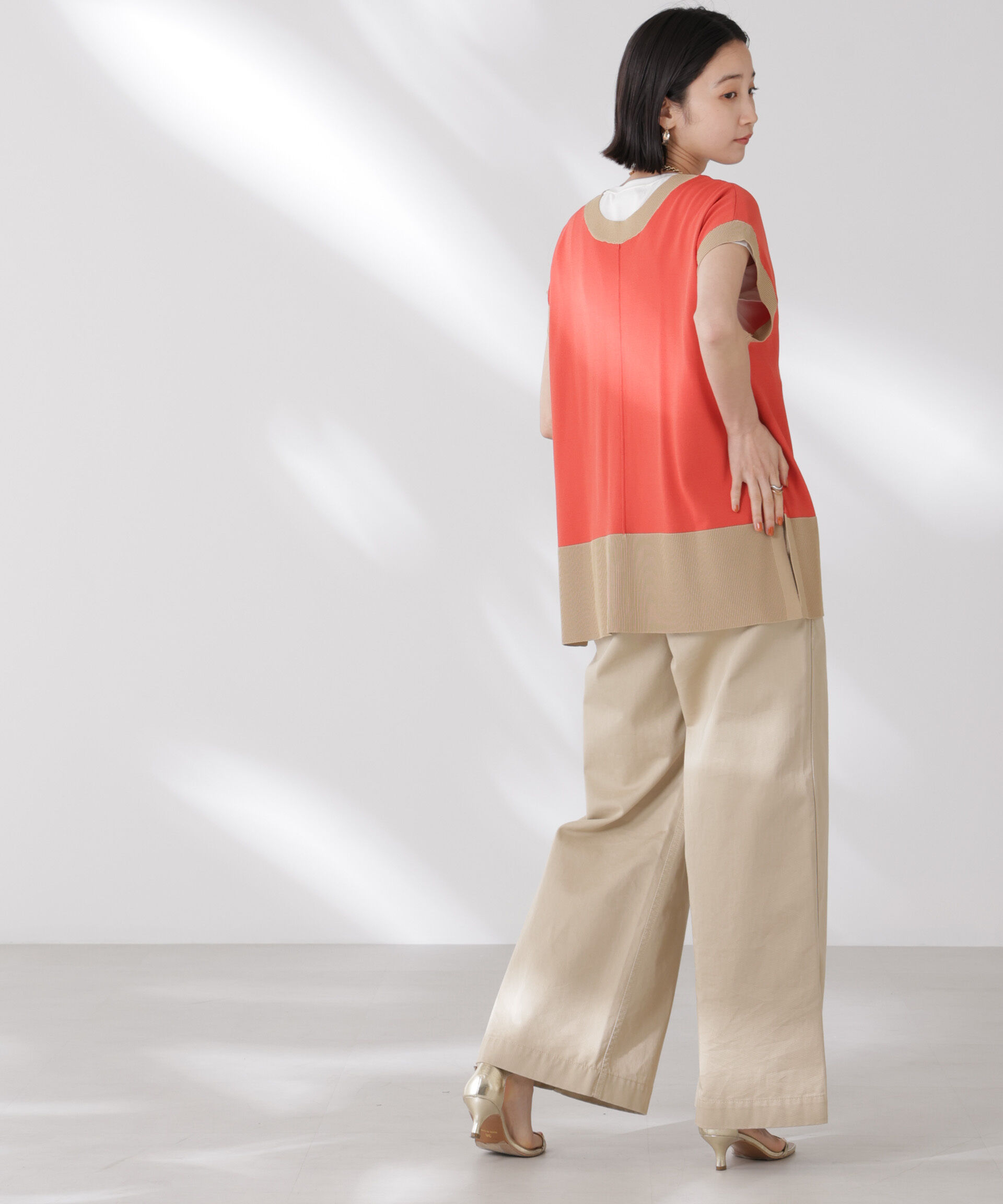 nano･universe「多機能強撚前後2wayフレンチスリーブニット」|ニット・セーター|