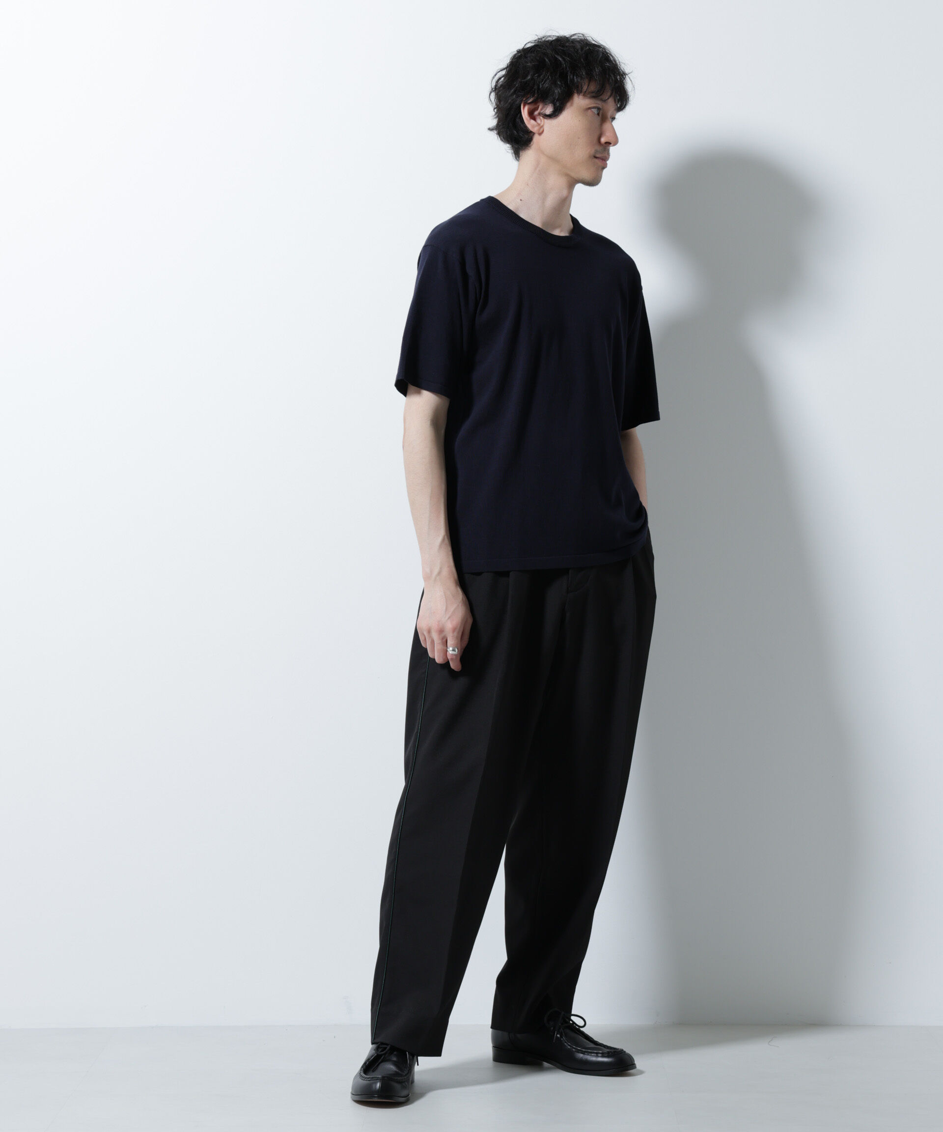 nano･universe「シルキータッチニットTシャツ 半袖」|ニット・セーター|