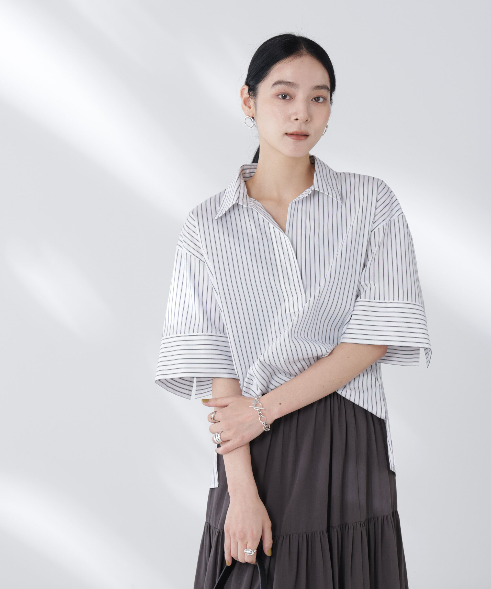 nano･universe「ワイドスリーブスキッパーシャツ」|シャツ・ブラウス|パターン1