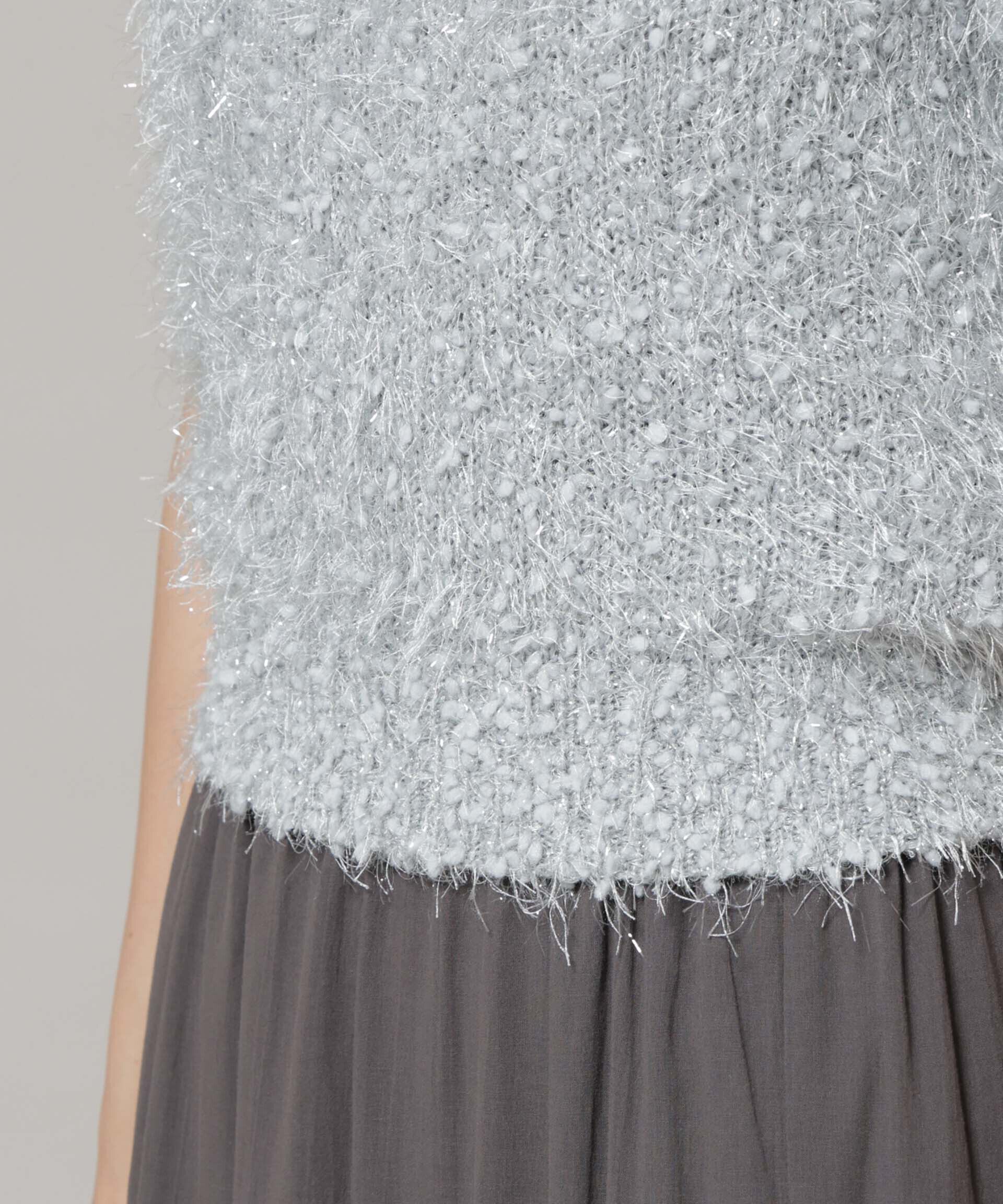 nano･universe「シャギーラメコンパクト半袖ニット」|ニット・セーター|