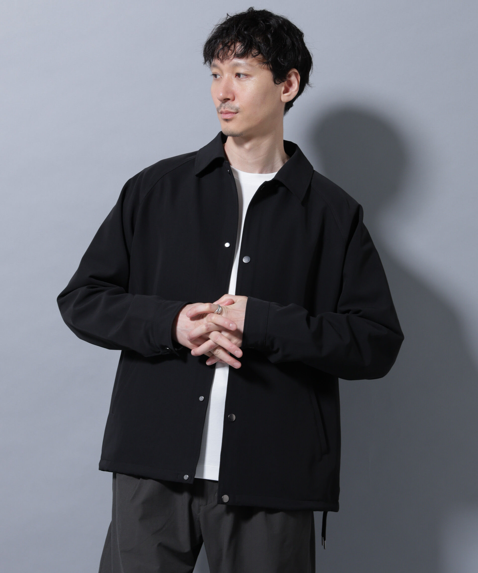 nano･universe「イタリアンドットリラックスコーチジャケット」|ブルゾン・スタジャン|ブラック