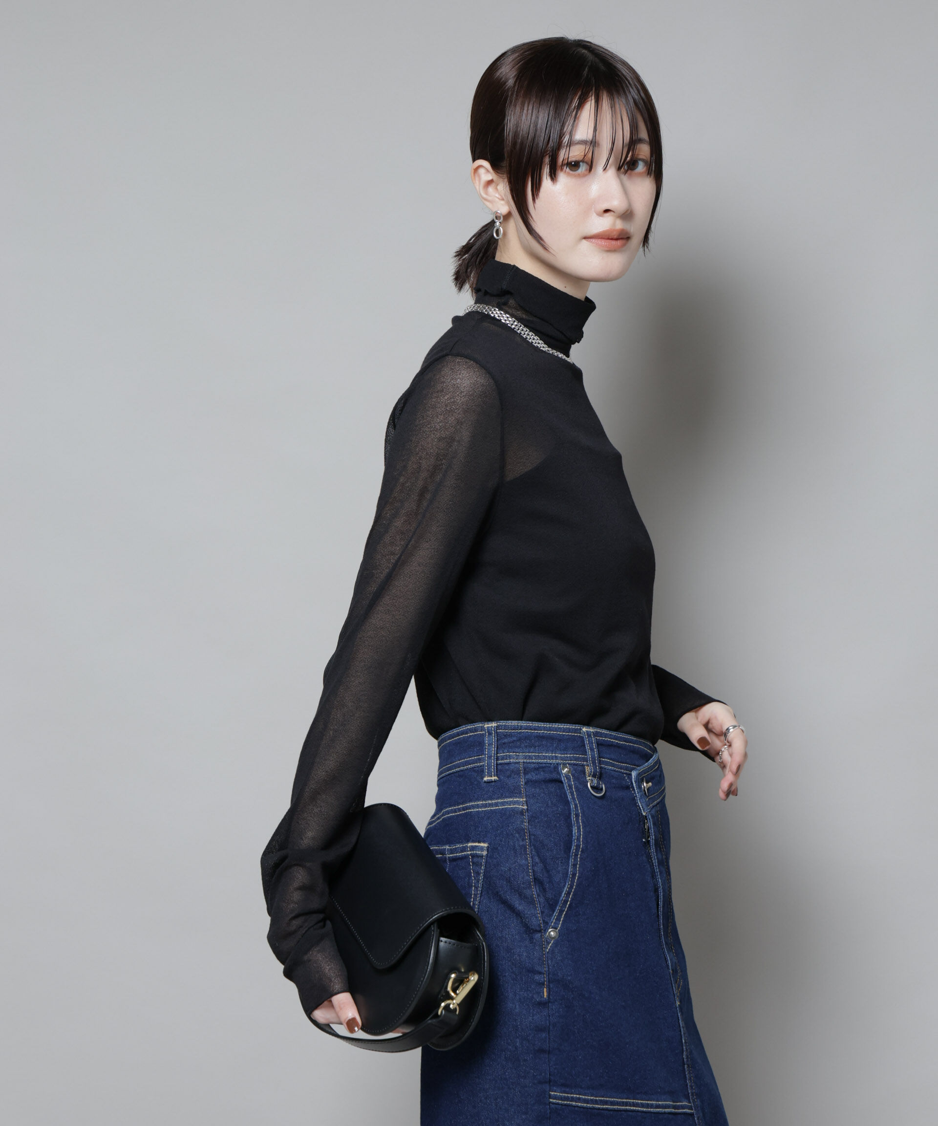 nano･universe「梨地シアータートルカットトップス」|Tシャツ・カットソー|