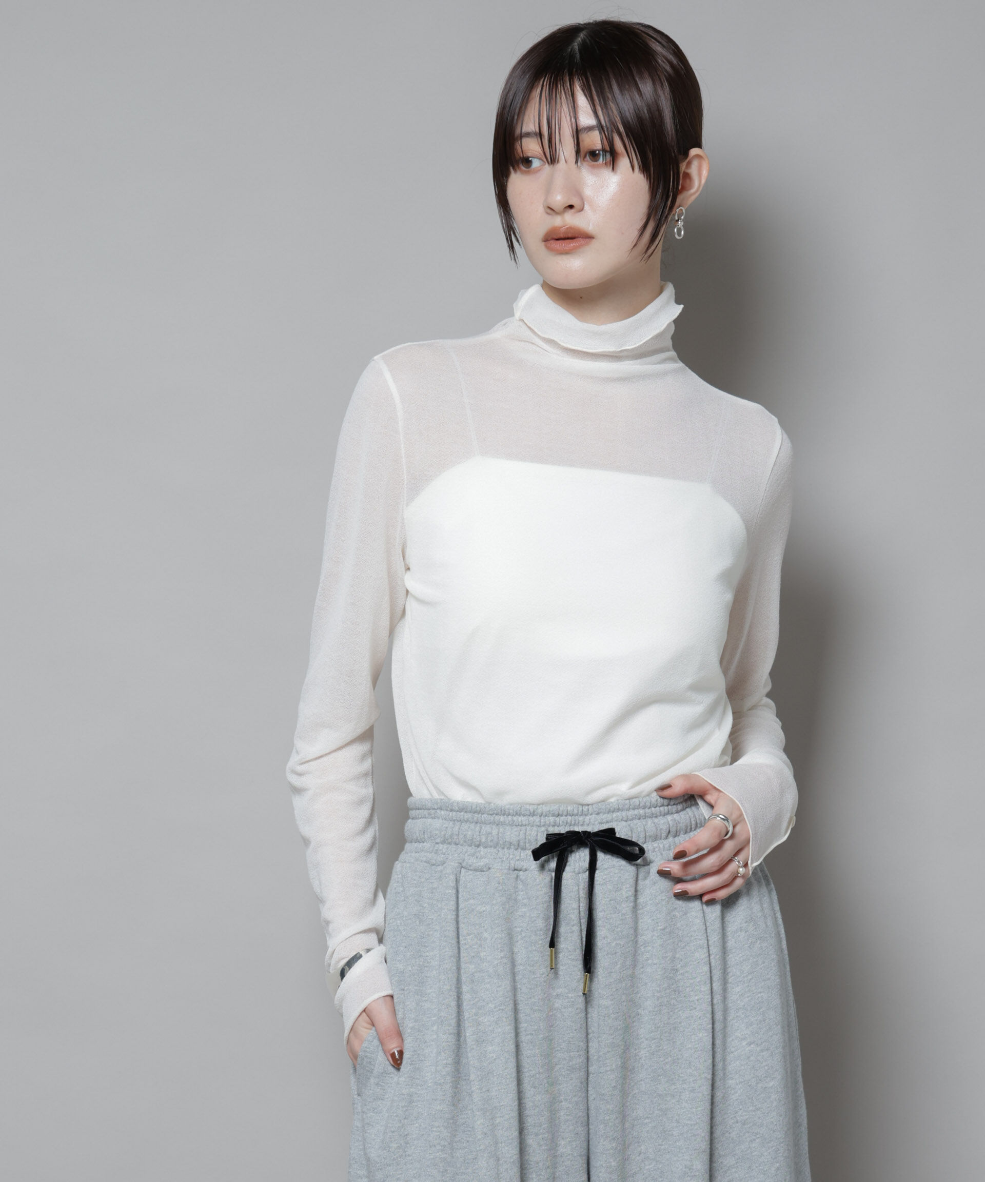 nano･universe「梨地シアータートルカットトップス」|Tシャツ・カットソー|