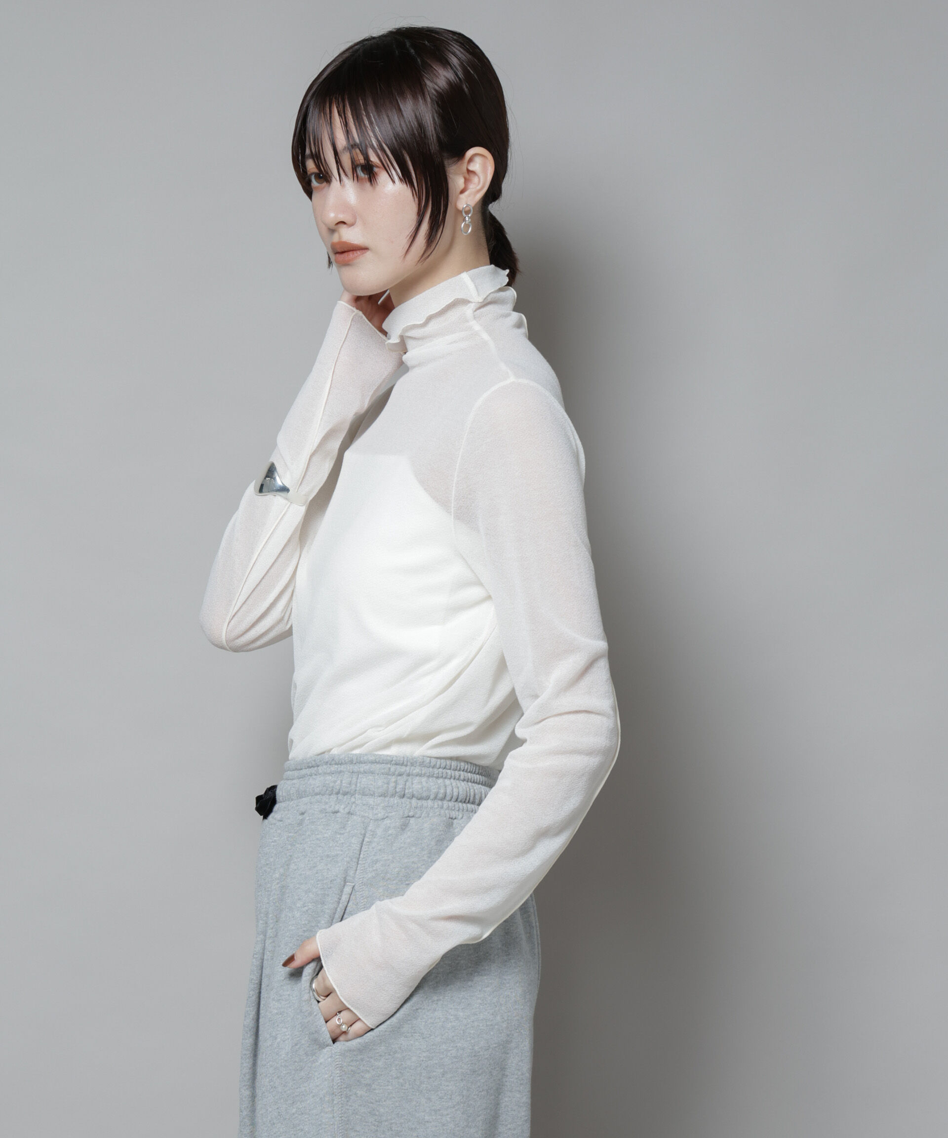 nano･universe「梨地シアータートルカットトップス」|Tシャツ・カットソー|