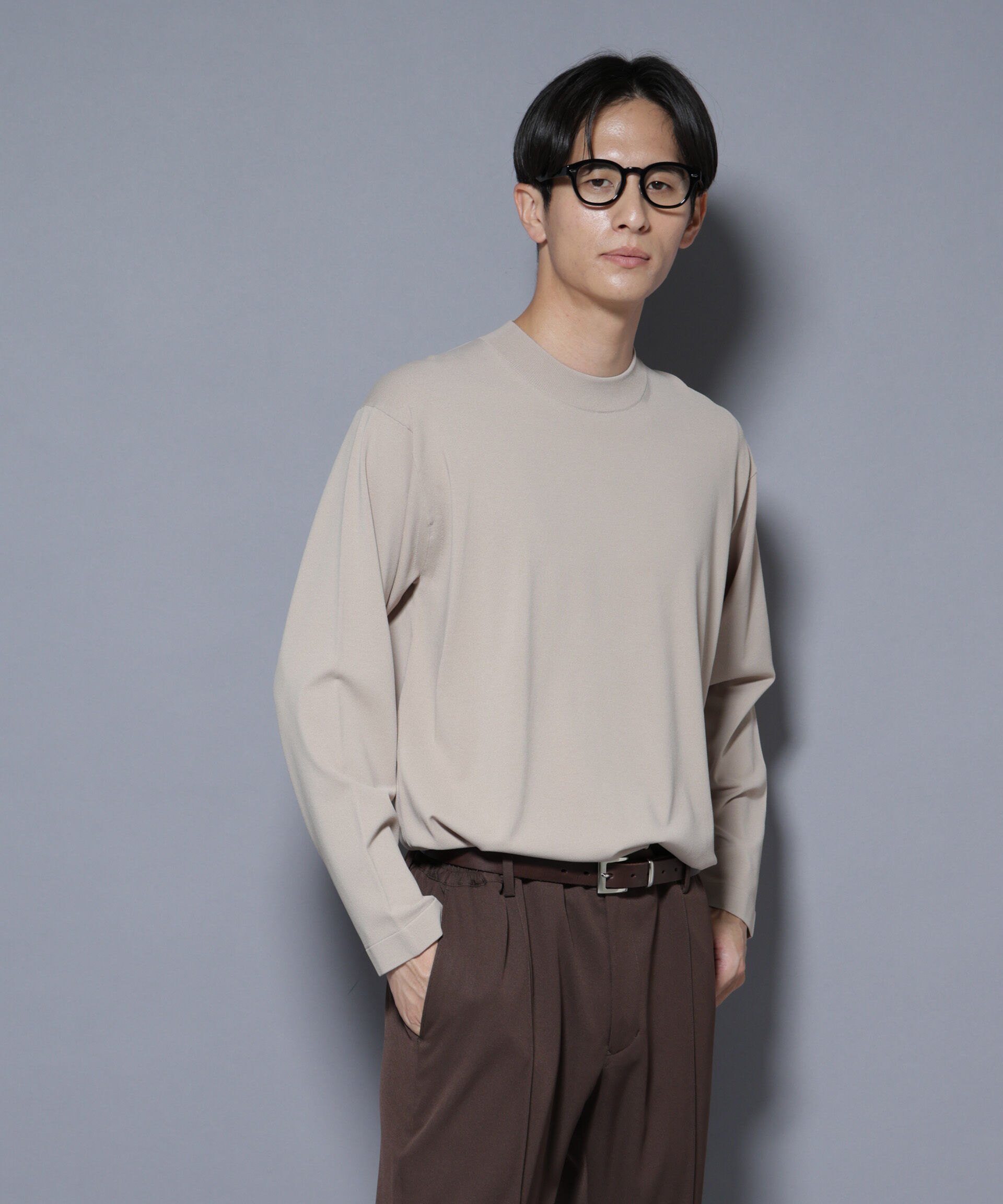 nano･universe「「ELITE 7 FUNCTION」クルーネックニット」|ニット・セーター|ライトベージ 1