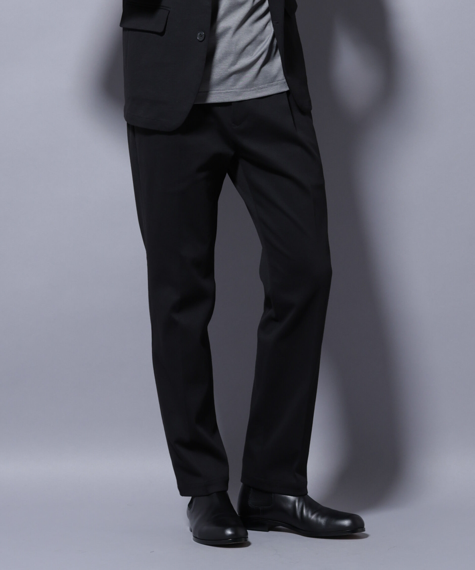 nano･universe「ストレッチカノコスラックス(セットアップ可)」|チノ|ブラック