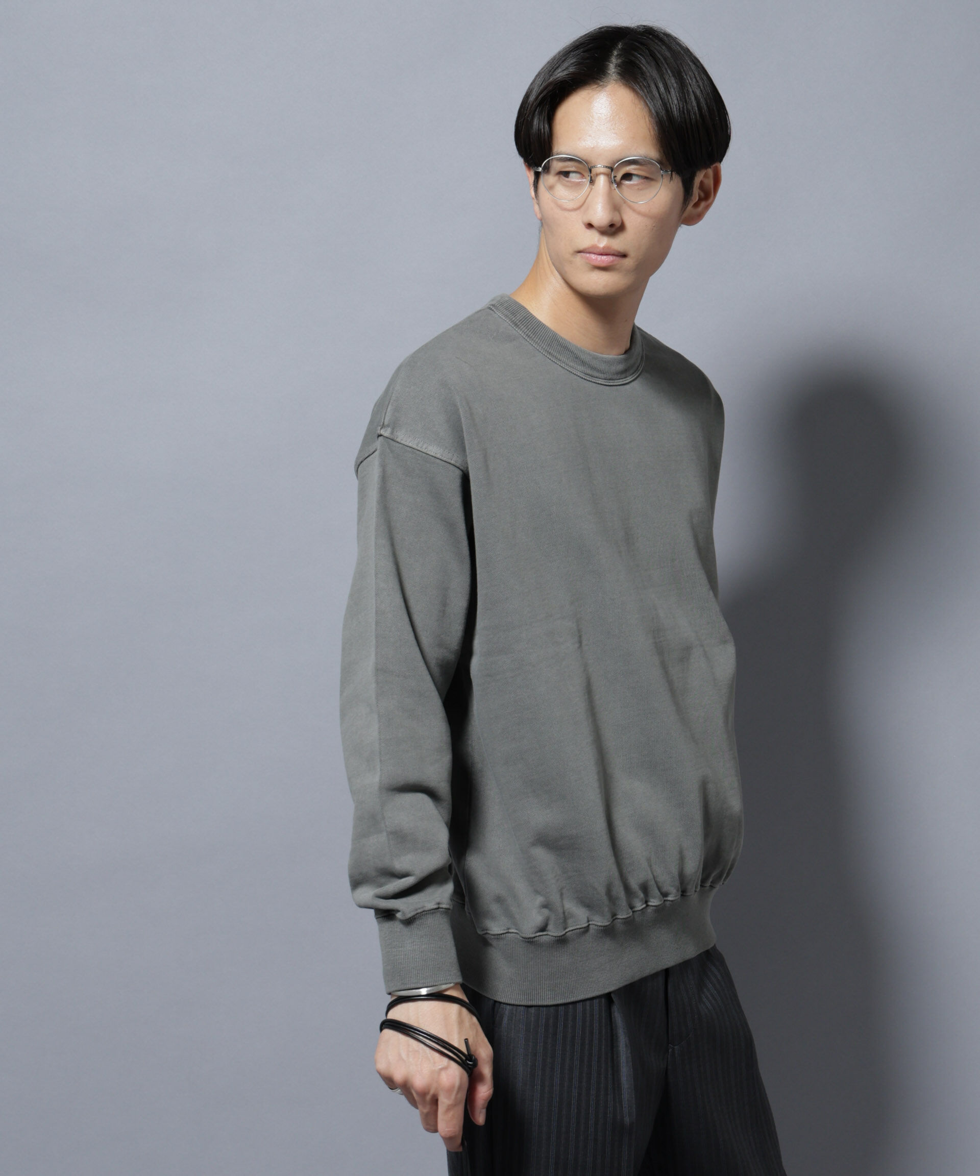 nano･universe「ヴィンテージライク クルーネックスウェット」|Tシャツ・カットソー|チャコール3