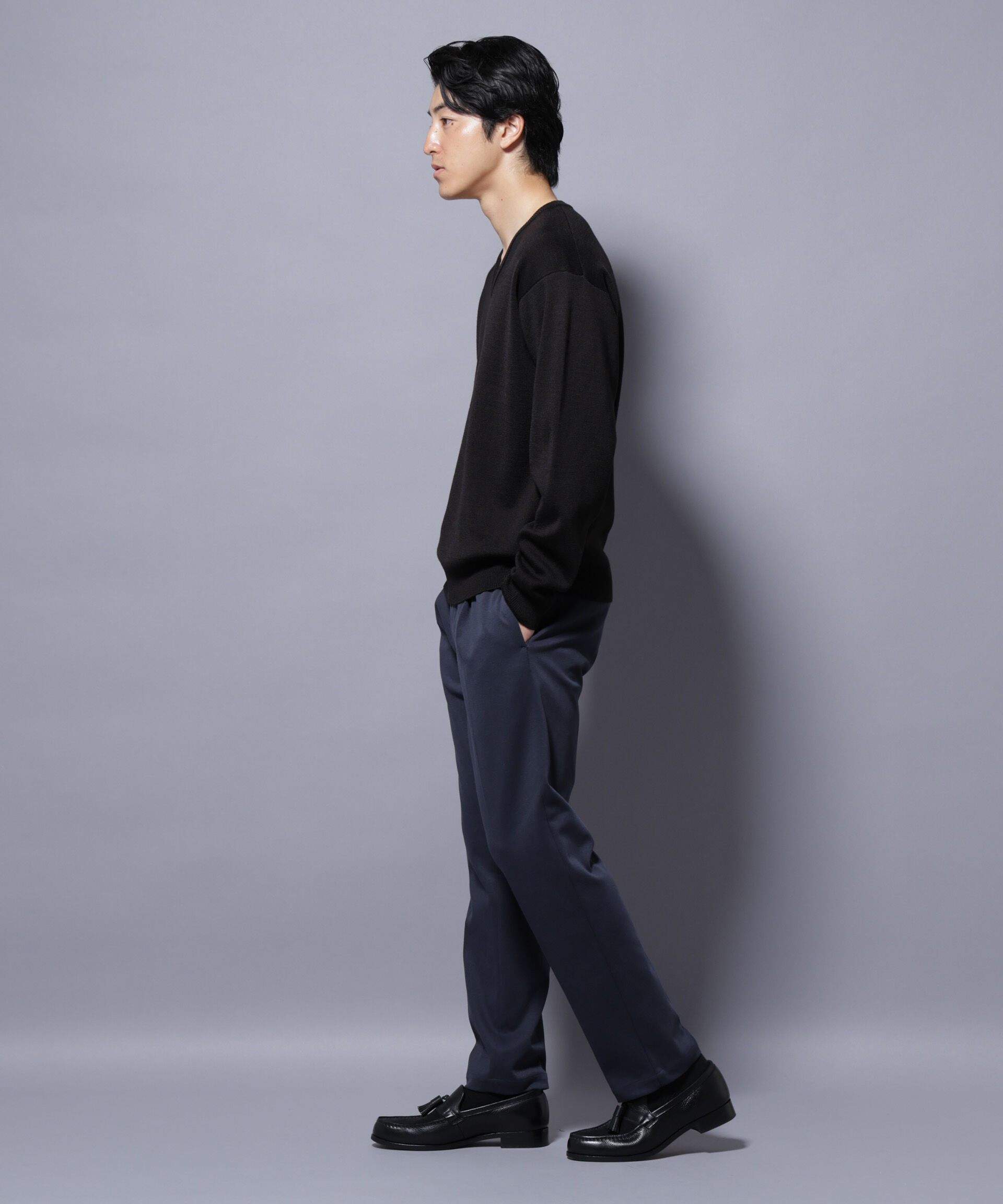 nano･universe「タスマニアウールミックス ミラノリブリラックスVネックニット」|ニット・セーター|