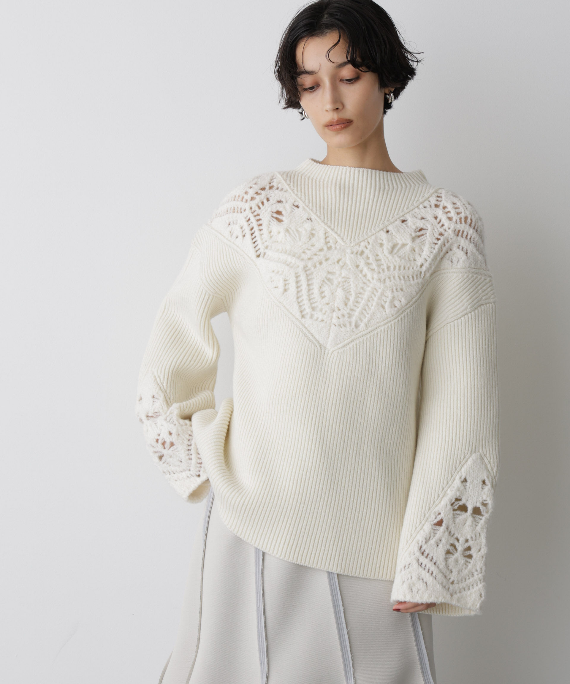  「「STEVELOUR」レースモチーフフレア袖ニット」|ニット・セーター|