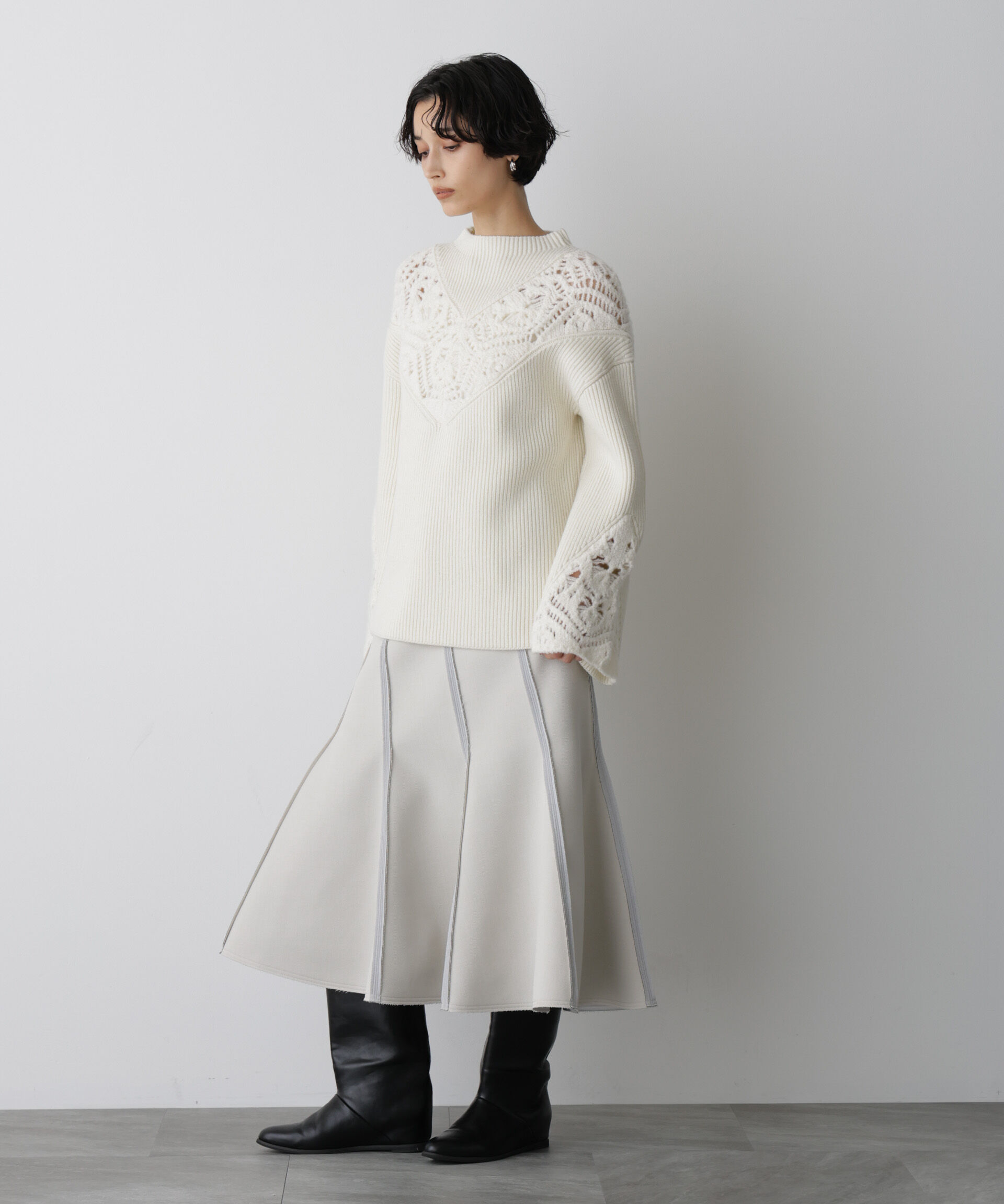  「「STEVELOUR」レースモチーフフレア袖ニット」|ニット・セーター|