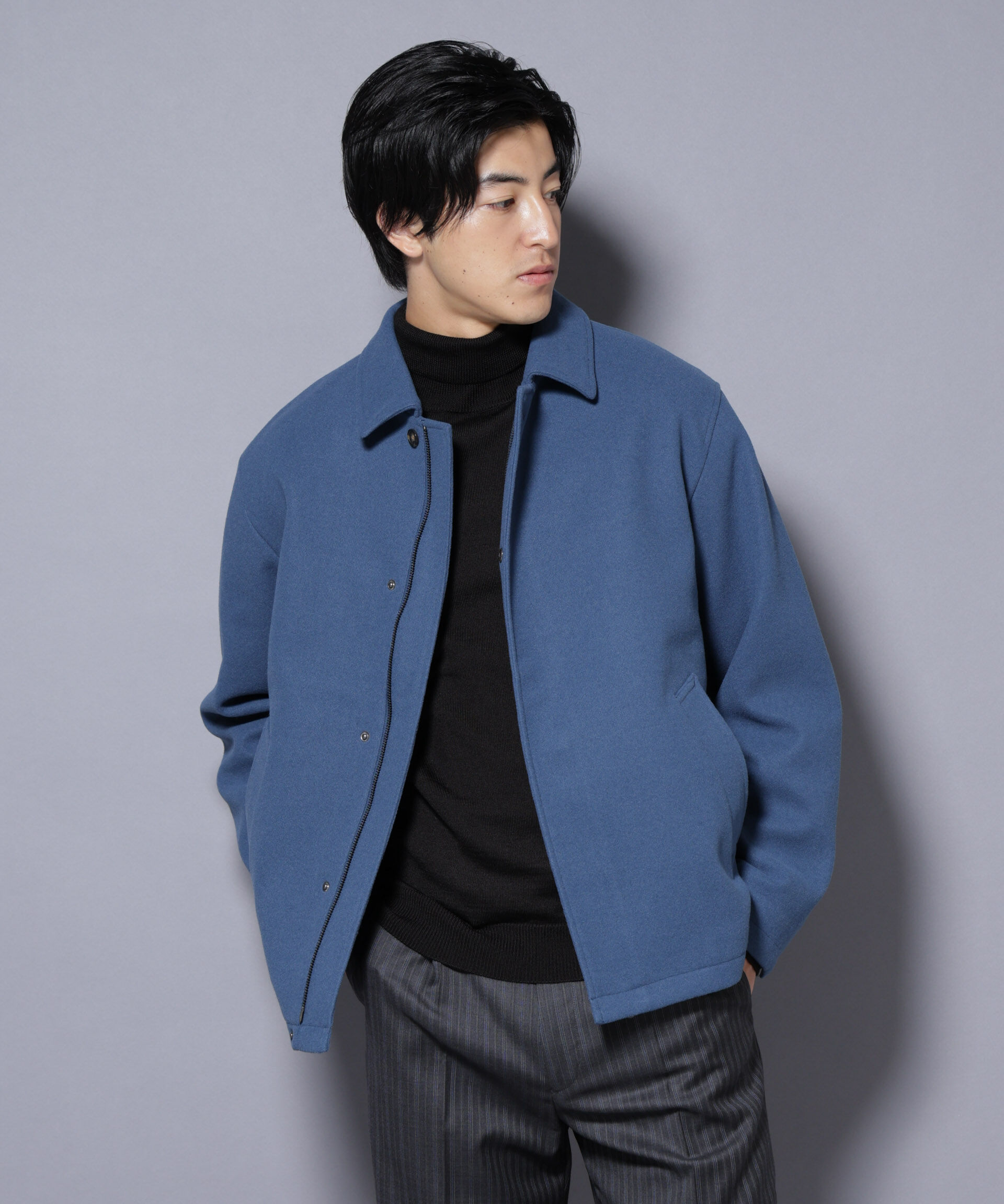 nano･universe「テックメルトンショートブルゾン」|ブルゾン・スタジャン|ブルー