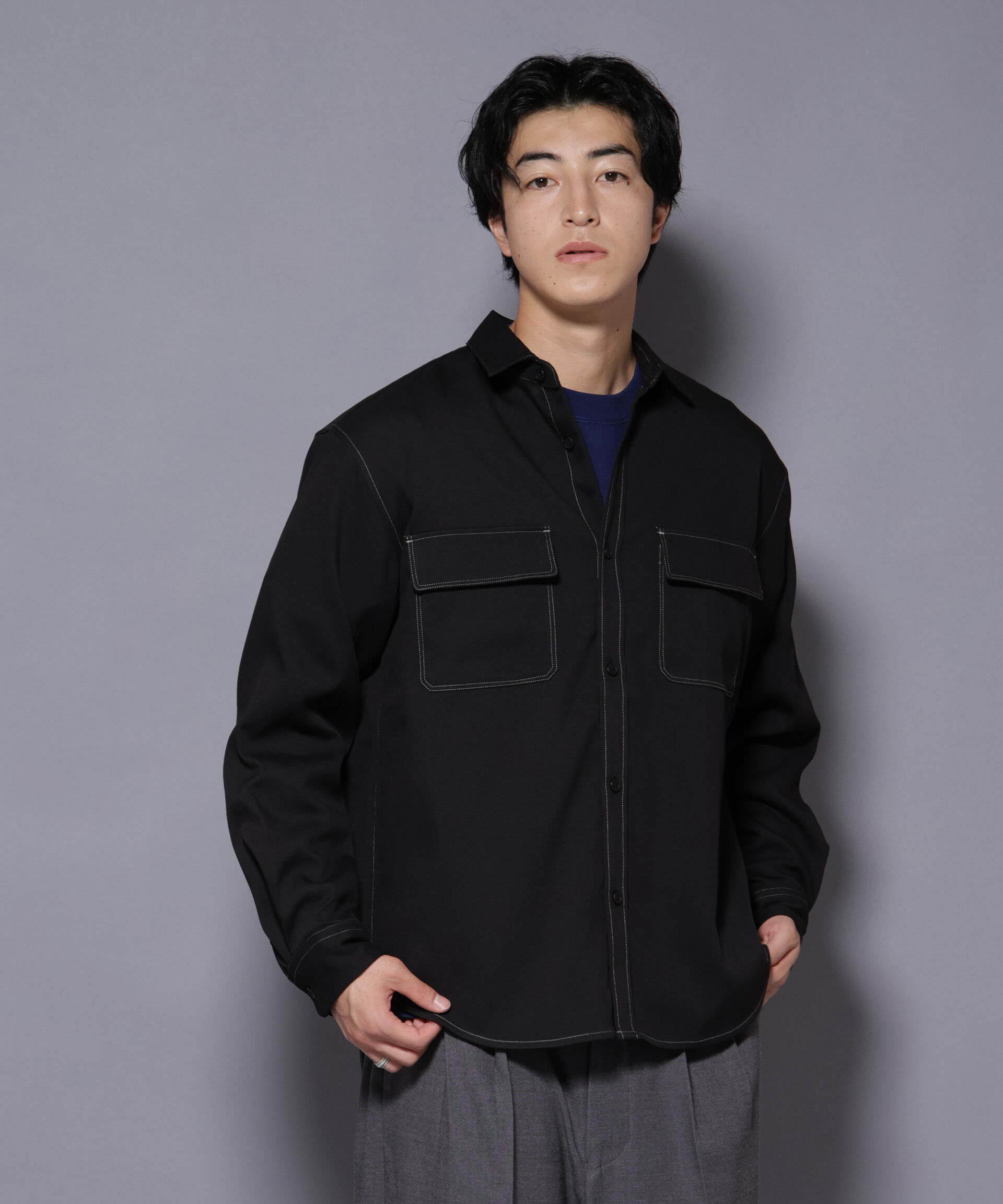 nano･universe「ストレッチツイルフラップポケットシャツ」|シャツ・ブラウス|