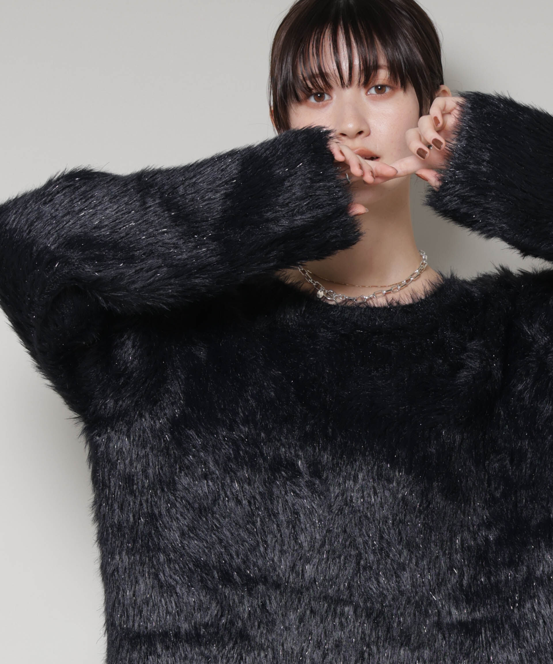 nano･universe「ミックスシャギーボートネックワイドニット」|ニット・セーター|