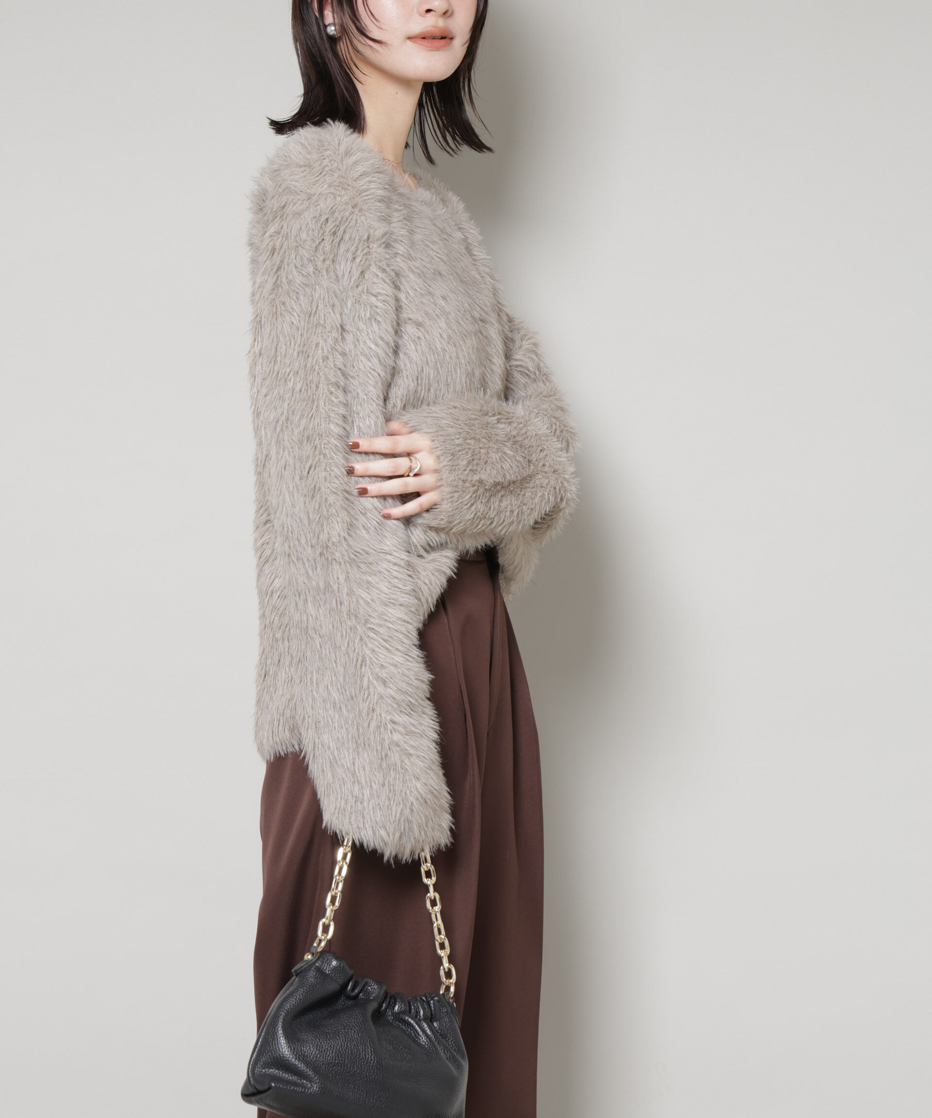 nano･universe「ミックスシャギーボートネックワイドニット」|ニット・セーター|