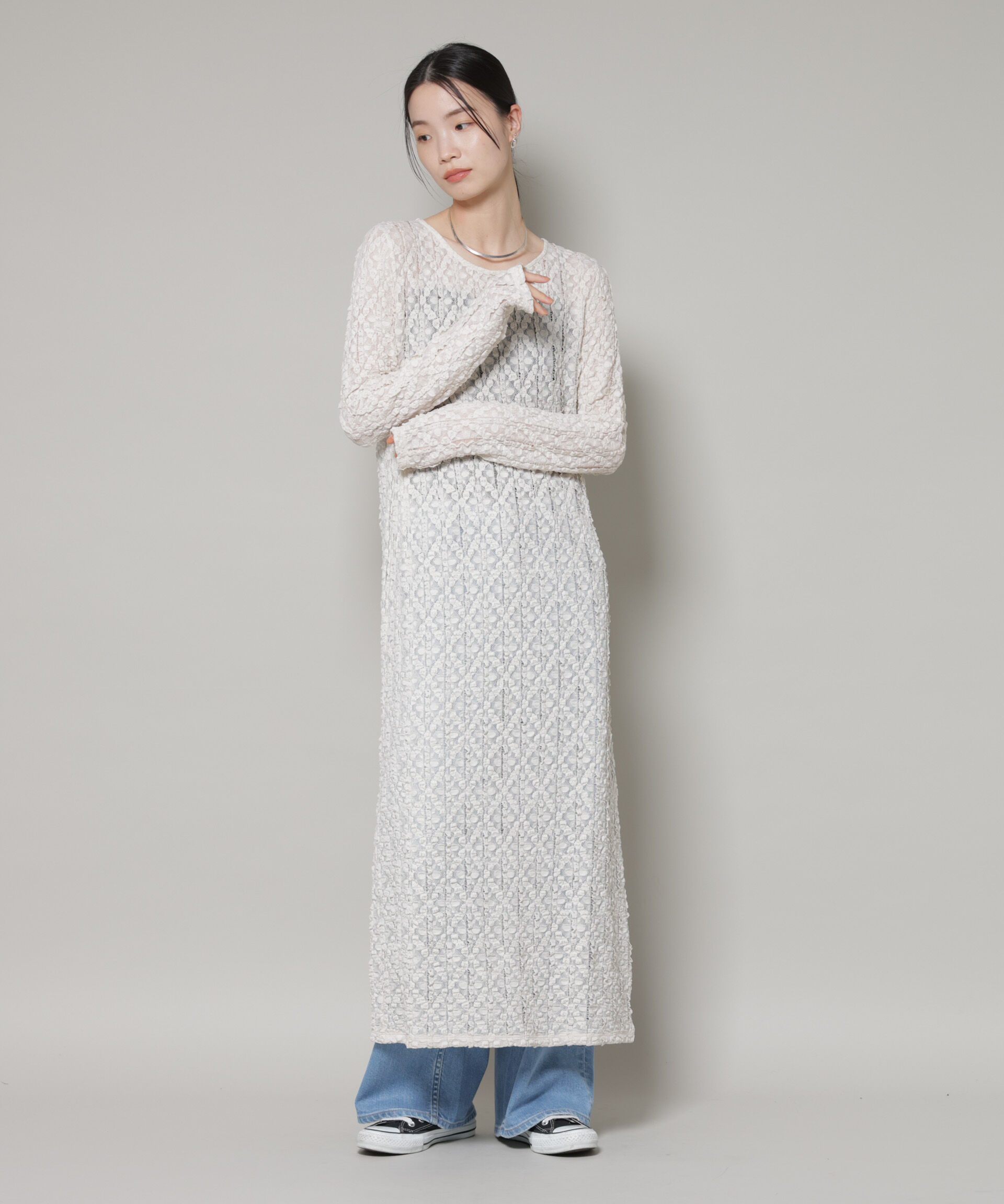 nano･universe「カットレースマキシワンピース」|ワンピース|ホワイト