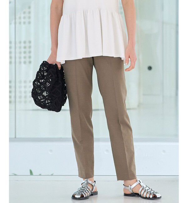 自由区「【XXSサイズ～/接触冷感/UVカット/吸水速乾/洗える】シェルタリングドライオックス テーパードパンツ」|その他|ブラウン系