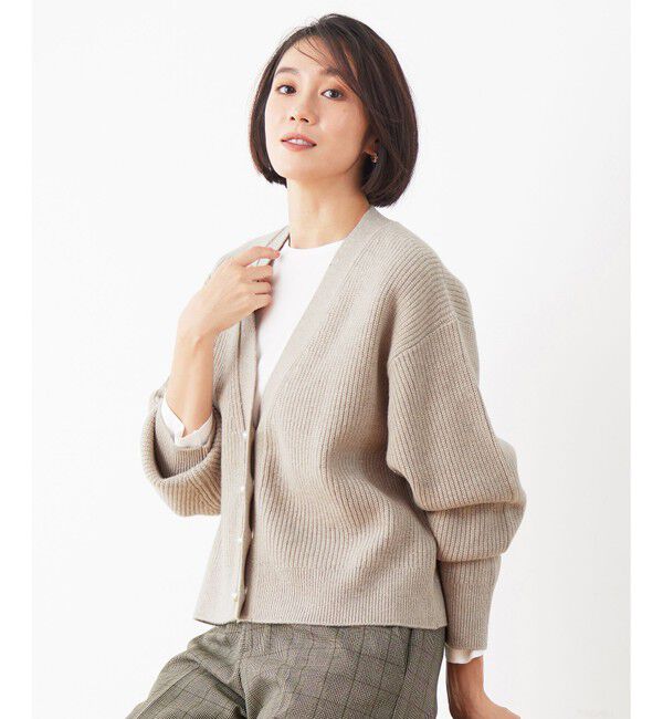 自由区「【洗える】ウールカシミヤブレンドラメスパンコールニット カーディガン」|カーディガン|ﾍﾞｰｼﾞｭ&times;