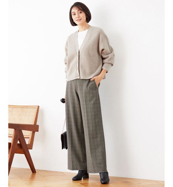 自由区「【洗える】ウールカシミヤブレンドラメスパンコールニット カーディガン」|カーディガン|