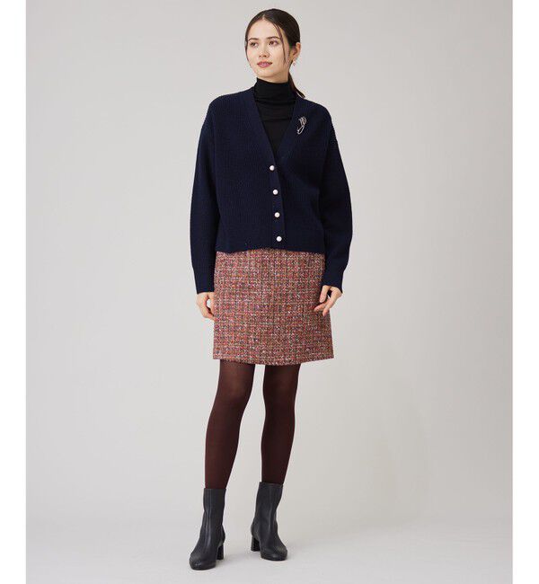 自由区「【洗える】ウールカシミヤブレンドラメスパンコールニット カーディガン」|カーディガン|