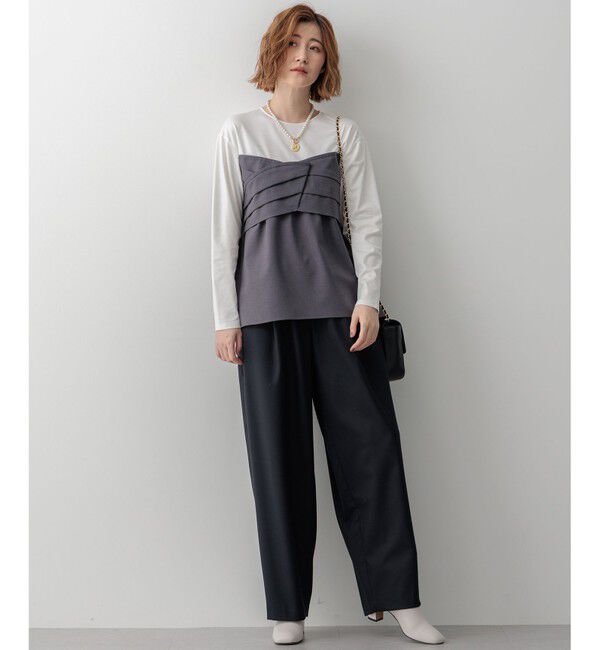 23区「【洗える】ウールライクビスチェコンビ デザイン カットソー」|Tシャツ・カットソー|