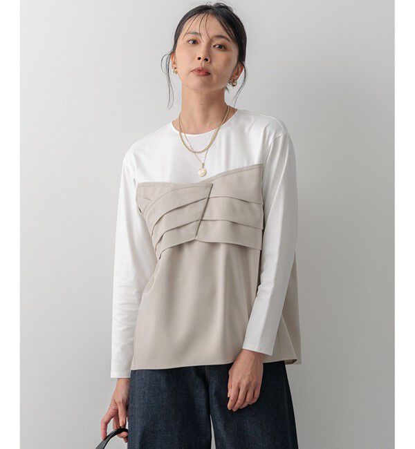 23区「【洗える】ウールライクビスチェコンビ デザイン カットソー」|Tシャツ・カットソー|ベージュ系