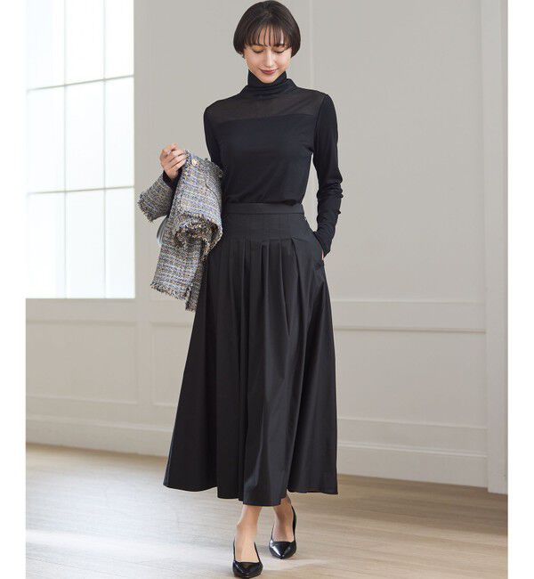 23区「【撥水加工/洗える】ブライトタフタ タック スカート」|スカート|