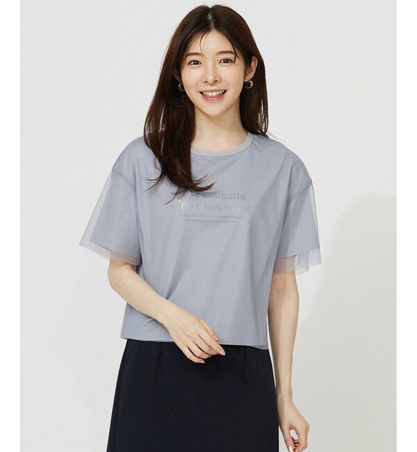 any SiS「【洗える】シアーチュールロゴ Tシャツ」|Tシャツ・カットソー|ライトグレー