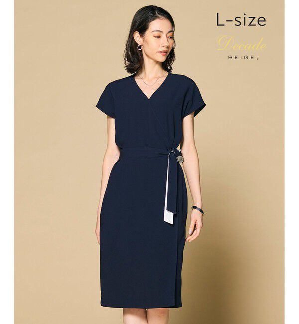 BEIGE,「【洗える・L-size】CINDY / ラップワンピース」|ワンピース|Navy &times; White