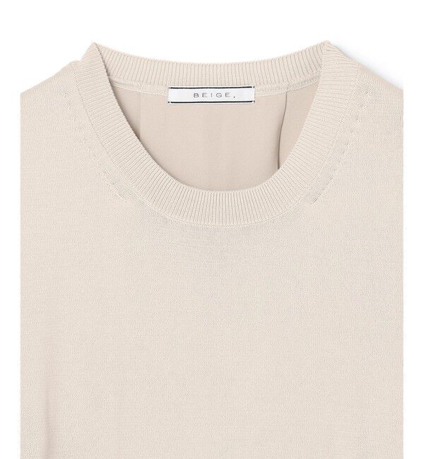 BEIGE,「【WEB限定・洗える】LECERF / 異素材バックシアーストレッチニット」|ニット・セーター|