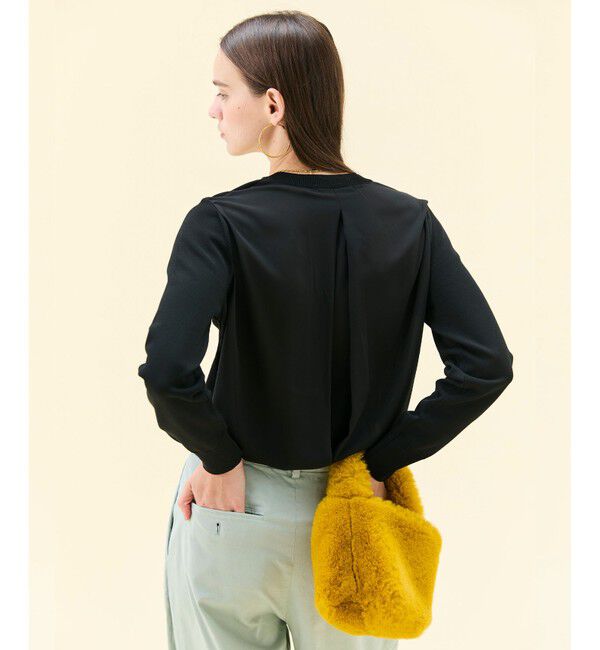 BEIGE,「【WEB限定・洗える】LECERF / 異素材バックシアーストレッチニット」|ニット・セーター|