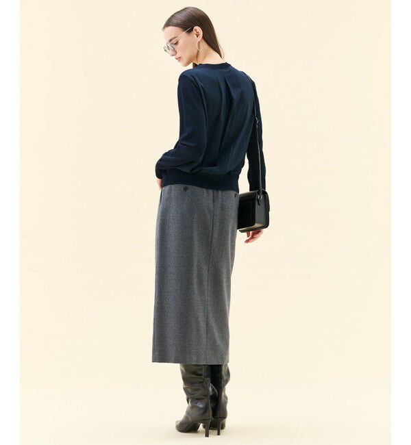 BEIGE,「【WEB限定・洗える】LECERF / 異素材バックシアーストレッチニット」|ニット・セーター|