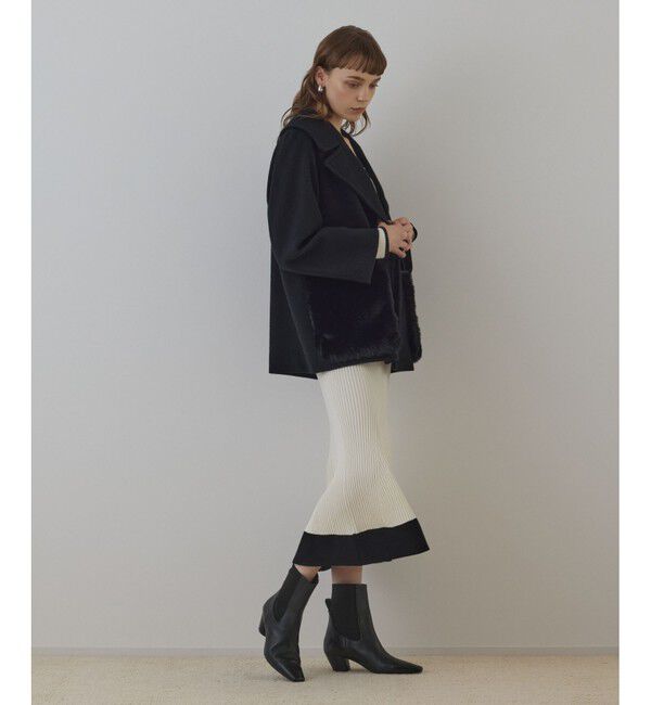 GRACE CONTINENTAL「ファーポケットピーコート」|ピーコート|ブラック