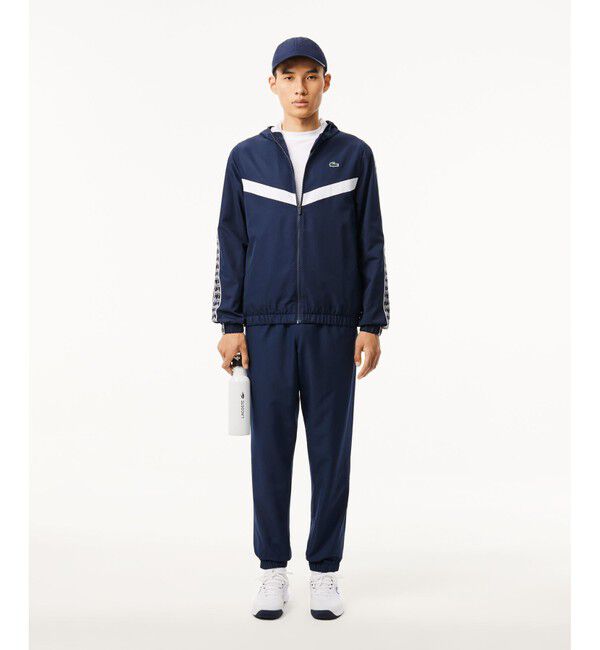 LACOSTE「撥水 スリーブテーピング ジップアップトラックフーディー / トラックジャケット」|パーカー|